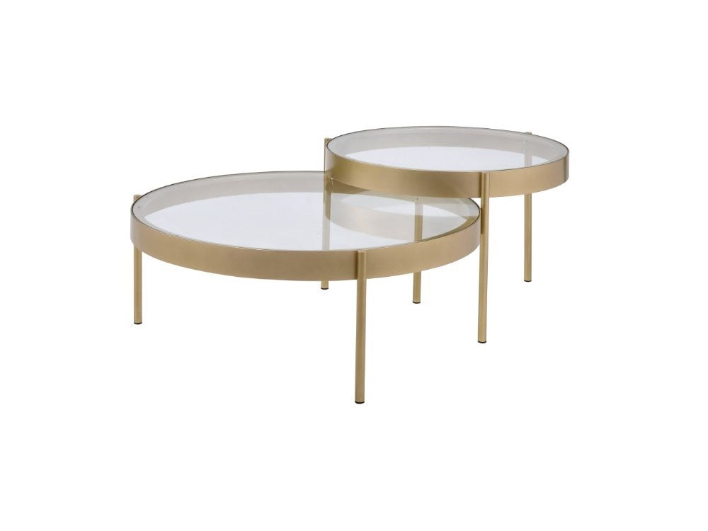 Andover Clear Glass & Gold Finish Nesting Table (Set of 2) - Ornate Home