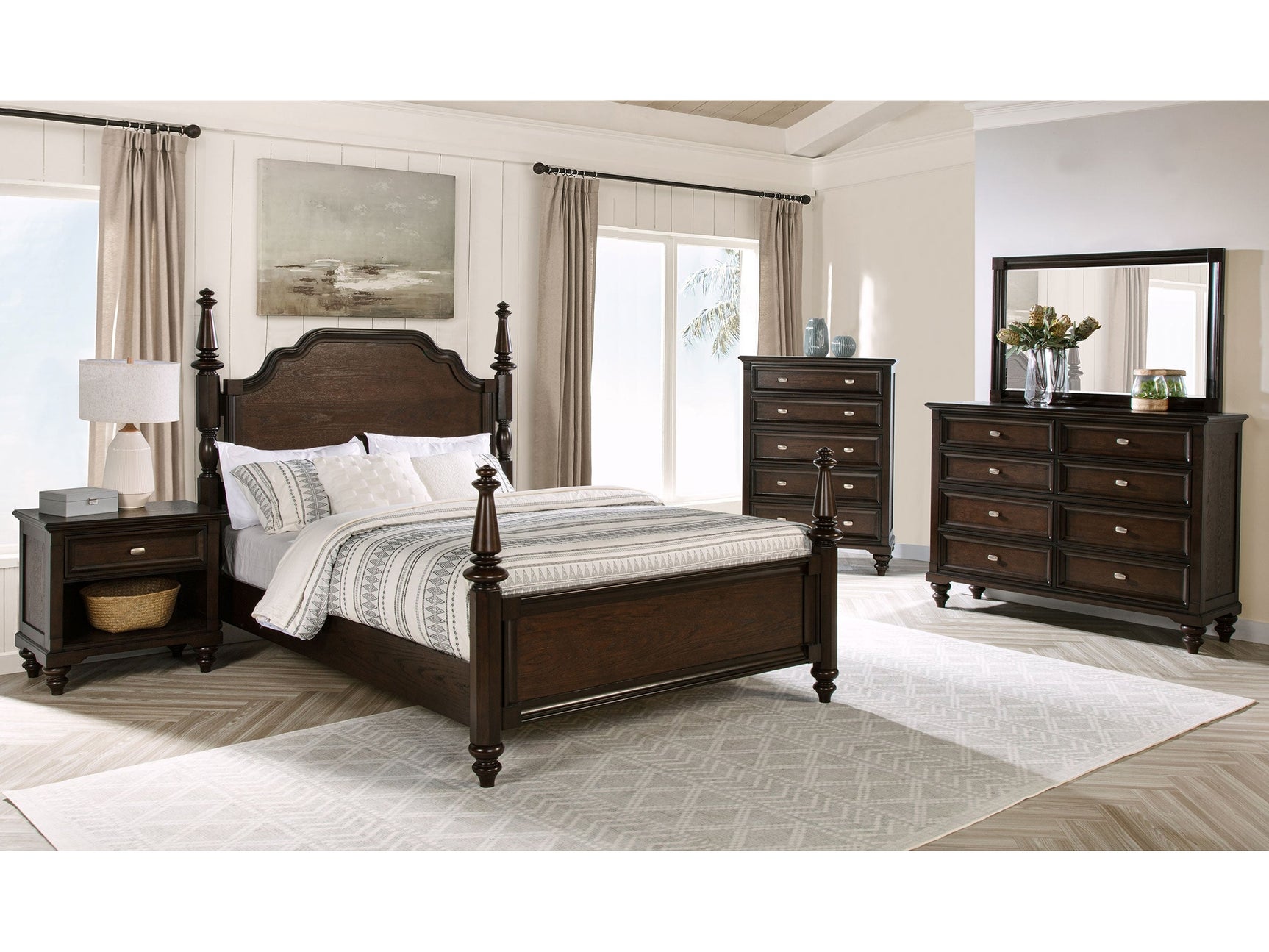 Andover Dark Oak 5-piece Eastern King Bedroom Set - Ornate Home