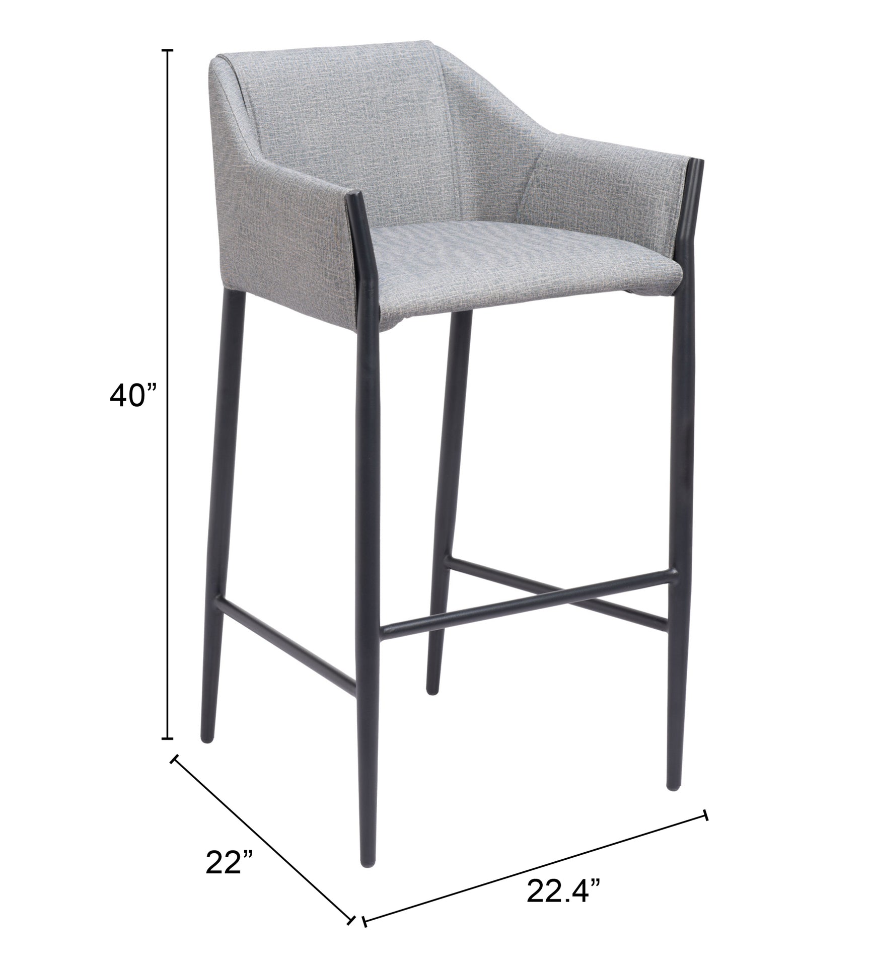 Andover Slate Gray Barstool - Ornate Home