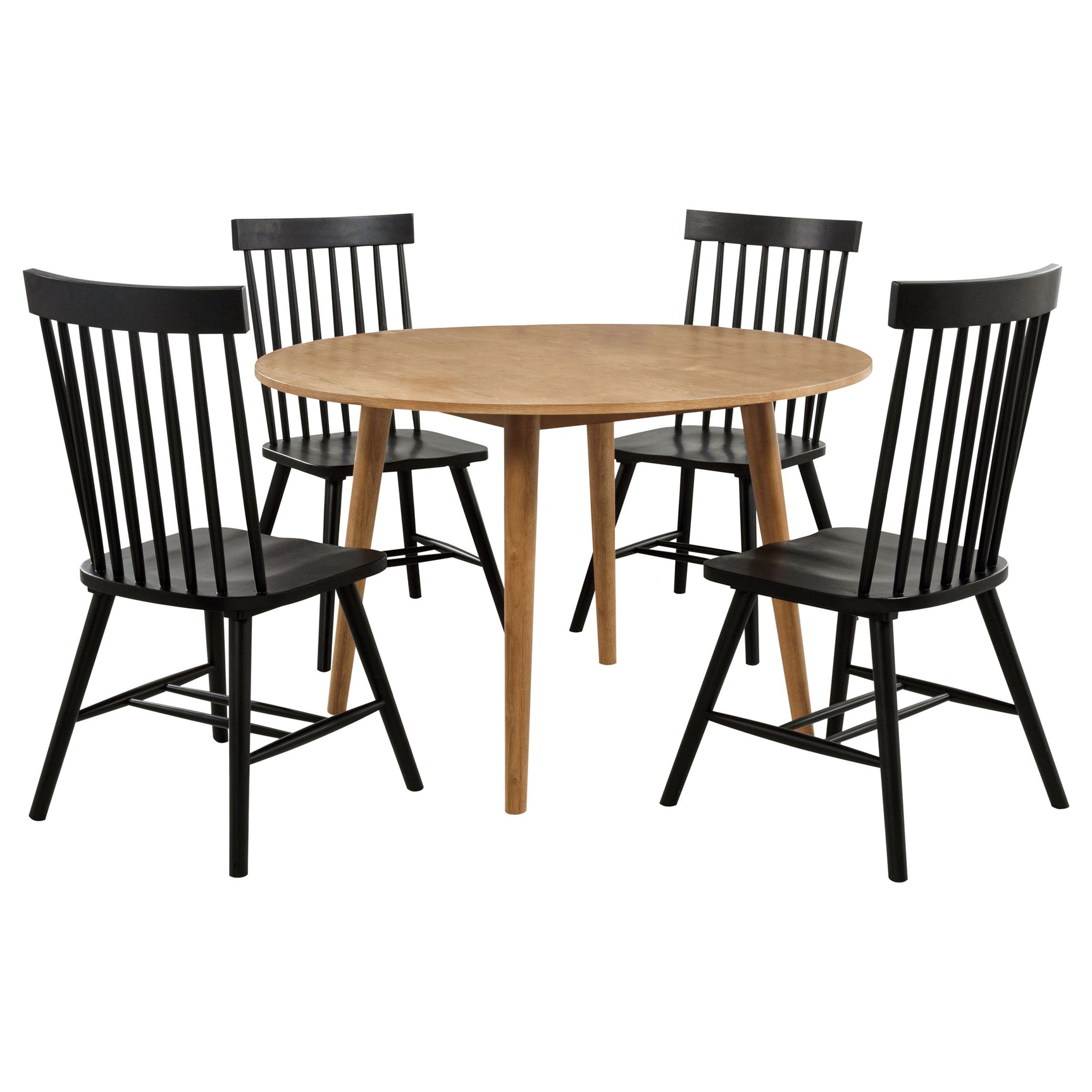 Andrews Black/Light Ash 5-piece Round Dining Table Set - Ornate Home