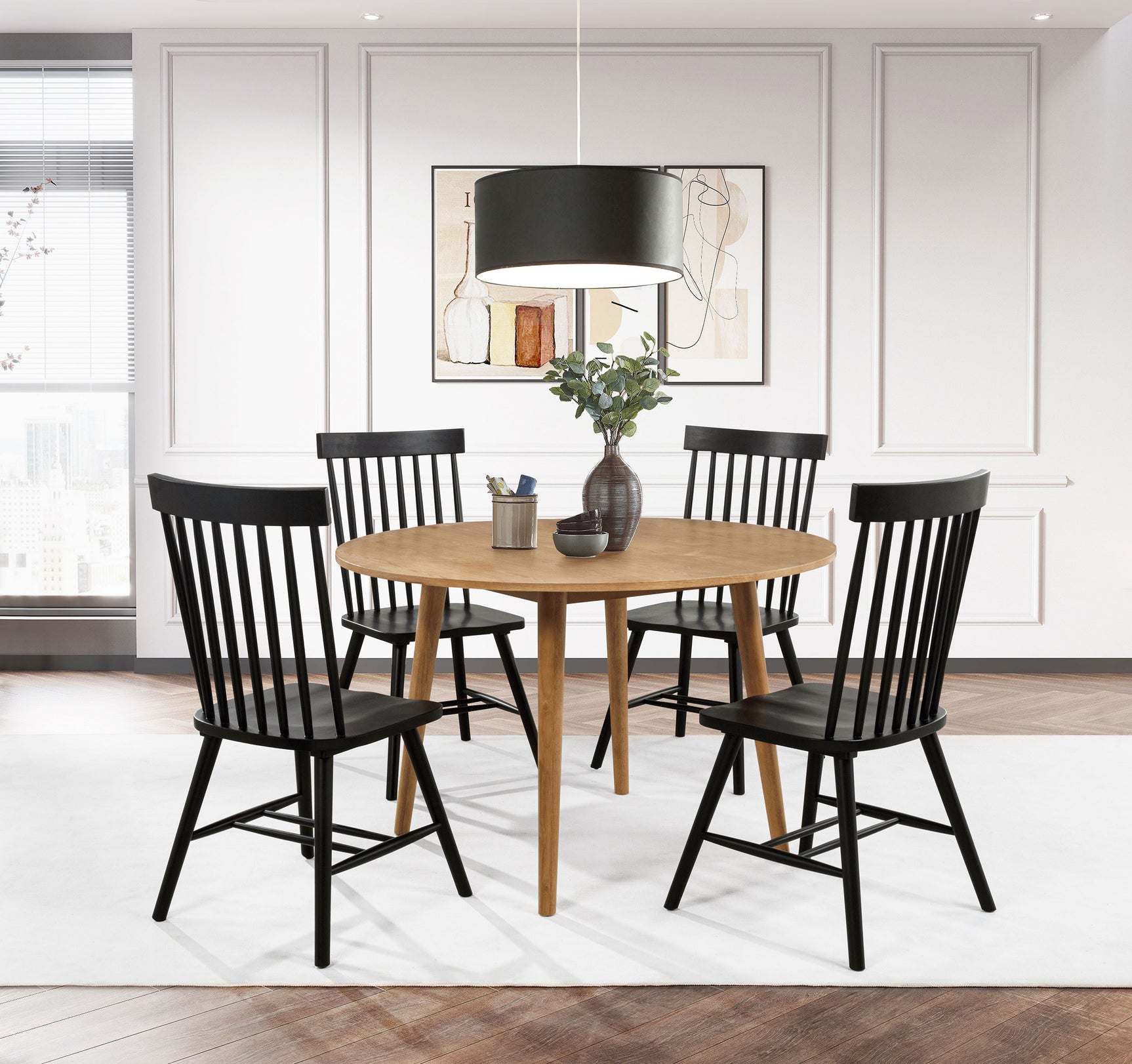 Andrews Black Windsor Spindle Back Dining Side Chair (Set of 2) - Ornate Home