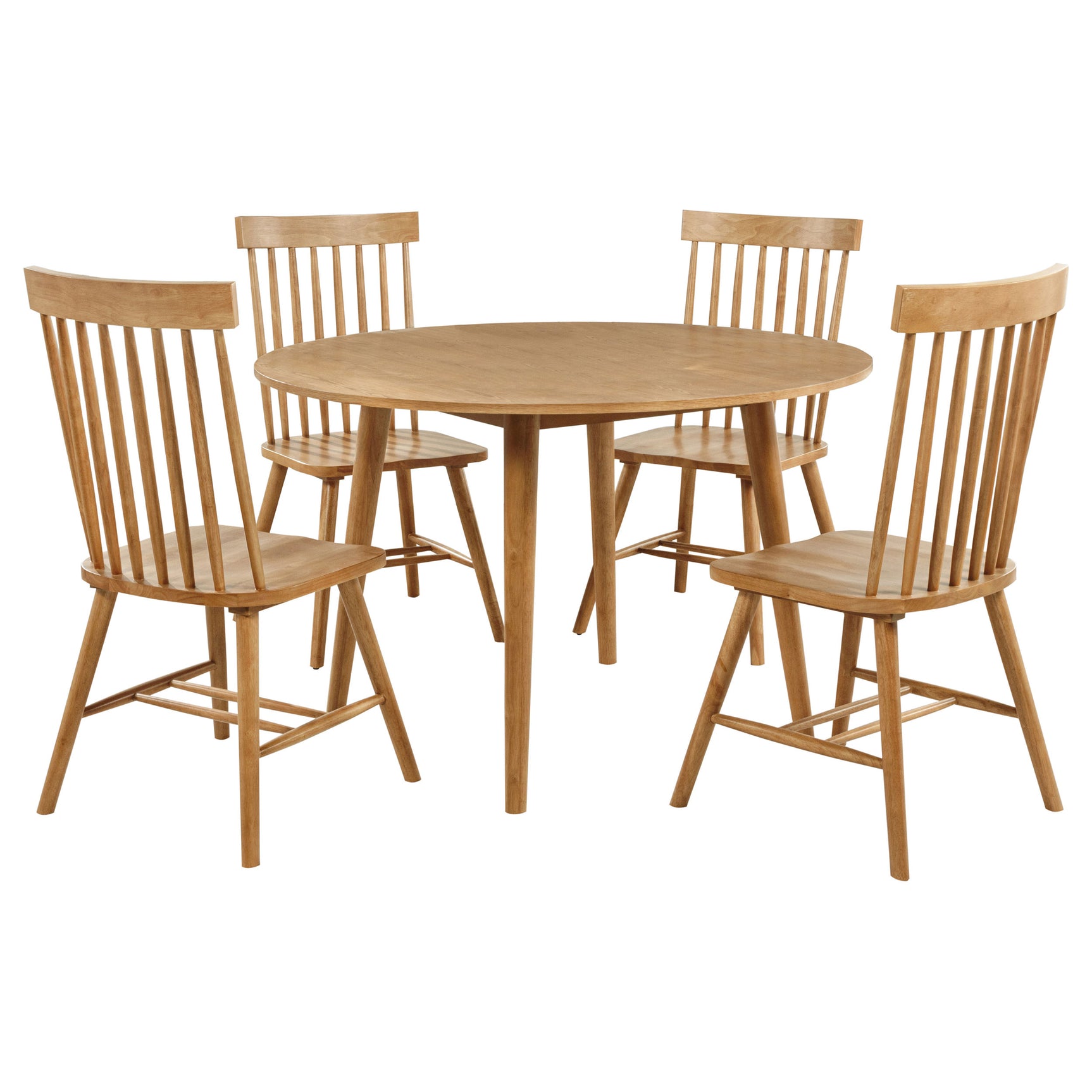 Andrews Light Ash 5-piece Round Wood Dining Room Table Set - Ornate Home
