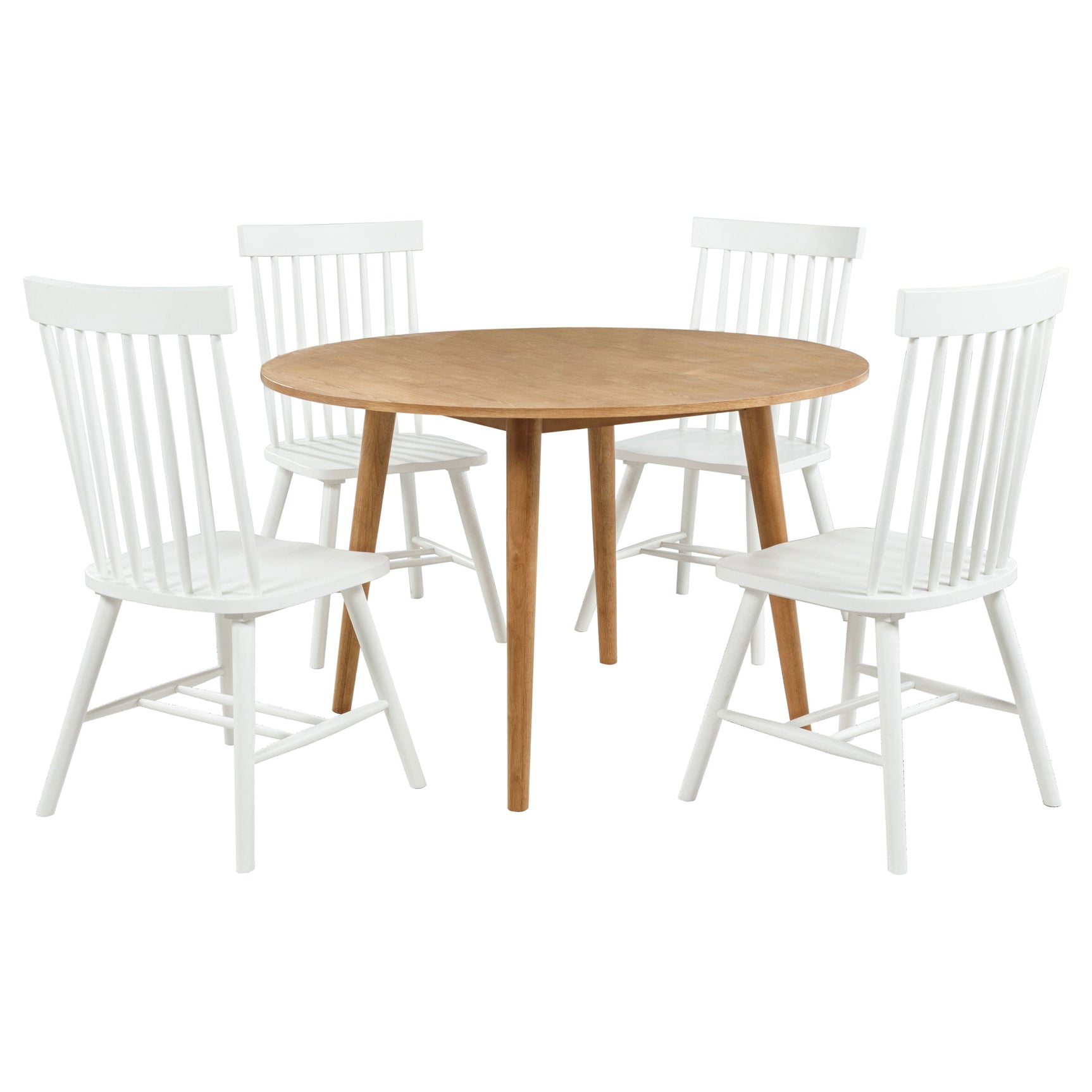 Andrews White/Light Ash 5-piece Round Dining Table Set - Ornate Home