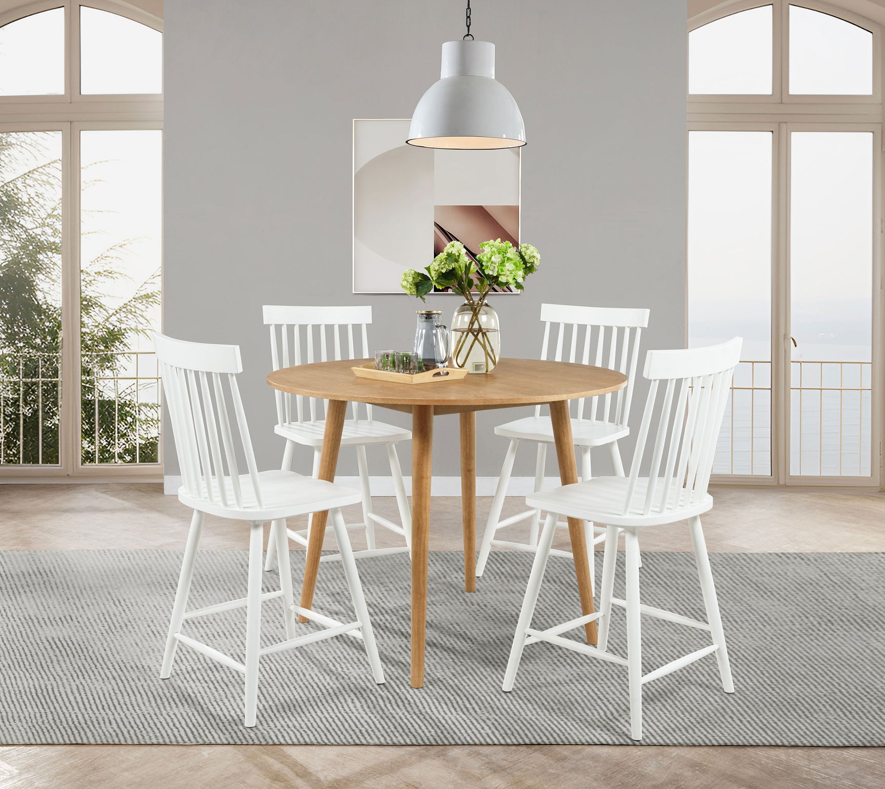 Andrews White Windsor Counter Height Dining Side Chair (Set of 2) - Ornate Home
