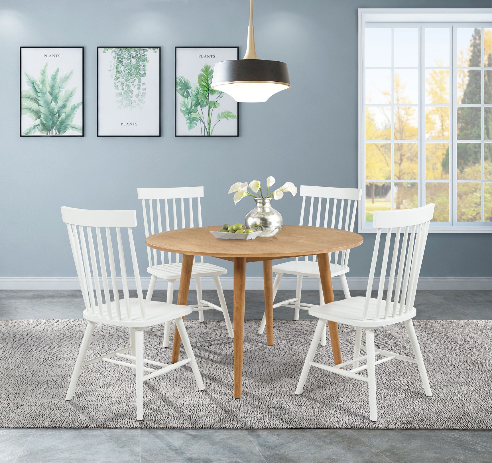 Andrews White Windsor Spindle Back Dining Side Chair (Set of 2) - Ornate Home