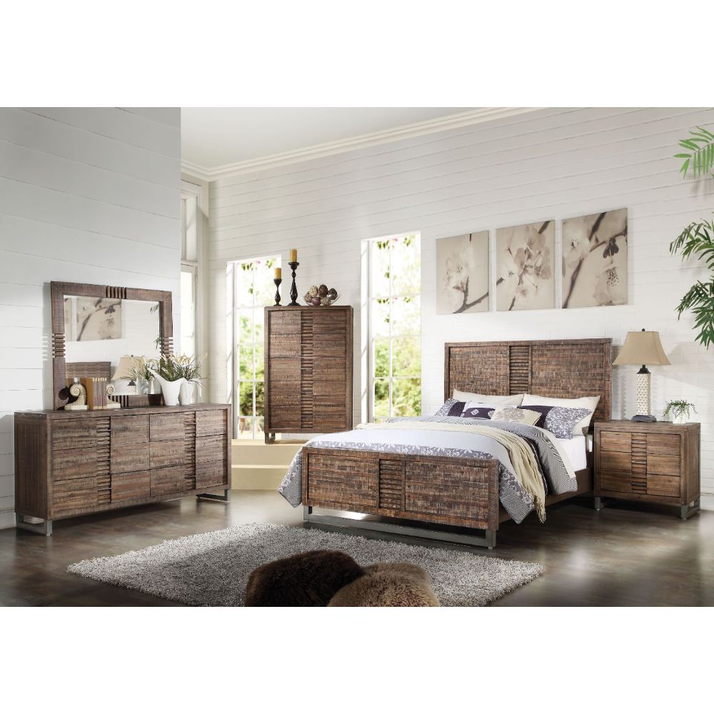 Andria Queen Platform Bed in Reclaimed Oak - Ornate Home