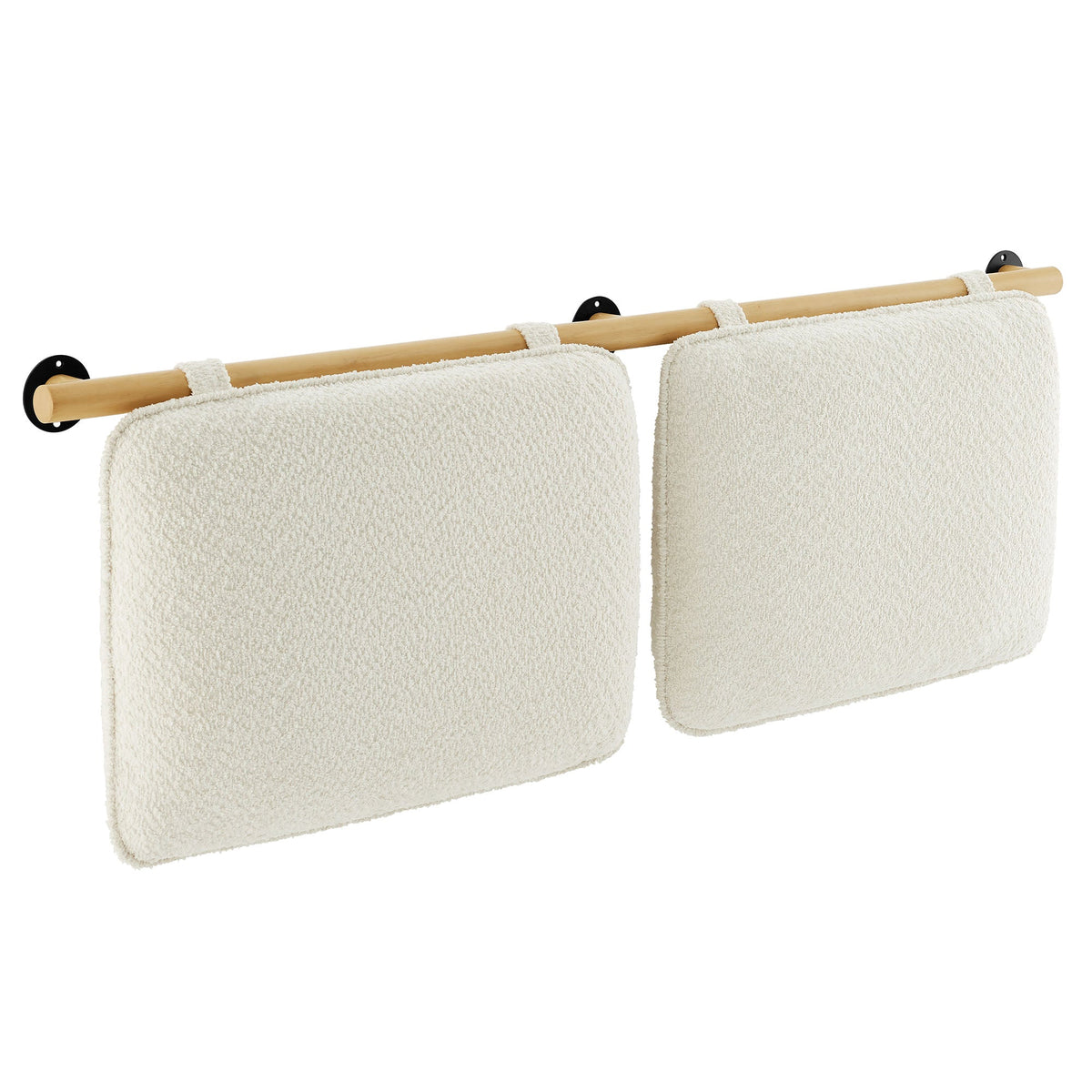 Anela Cream/Natural Wall-Mounted Chenille Upholstered Queen Headboard - Ornate Home