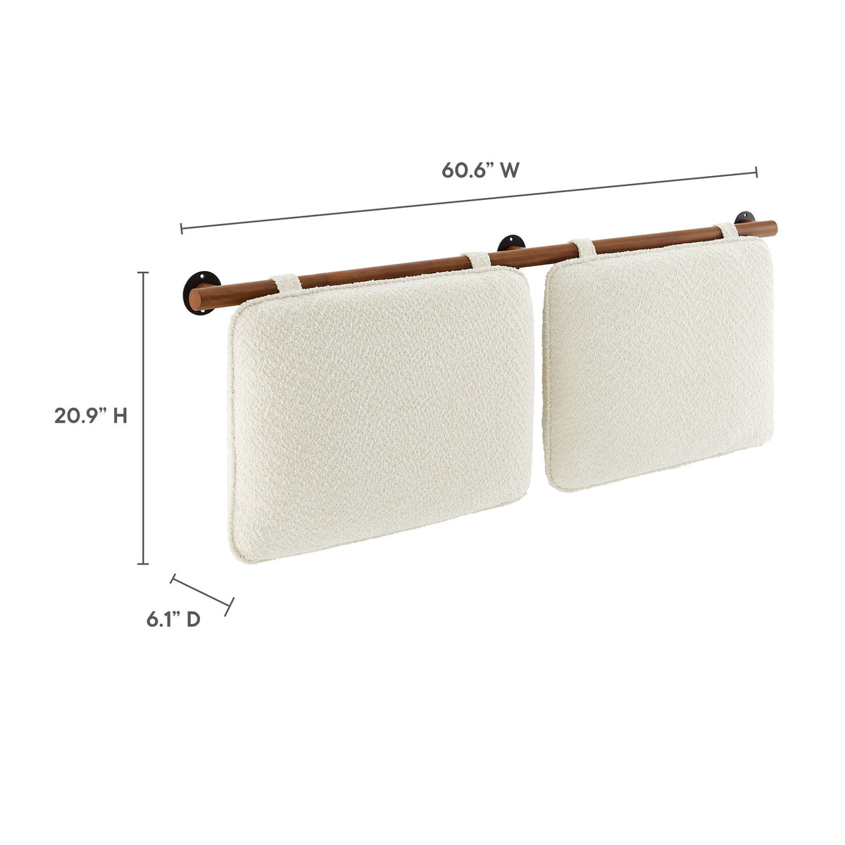 Anela Cream/Walnut Wall-Mounted Chenille Upholstered Queen Headboard - Ornate Home
