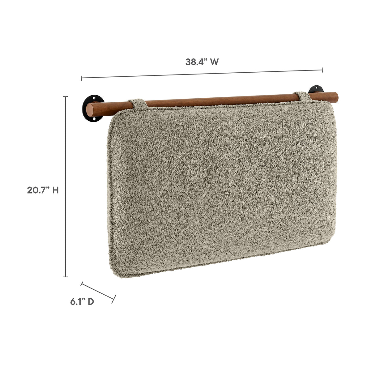 Anela Oat/Walnut Wall-Mounted Chenille Upholstered Twin Headboard - Ornate Home