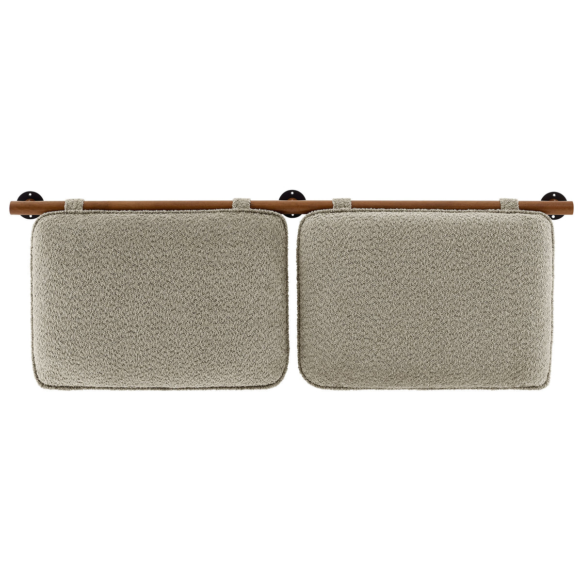 Anela Oatmeal/Walnut Wall-Mounted Chenille Upholstered Full Headboard - Ornate Home