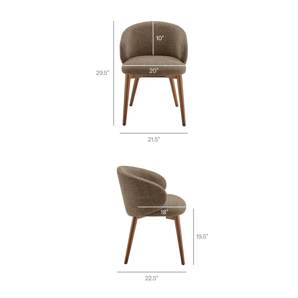 Anelle Mocha Upholstered Fabric Dining Chairs (Set of 2) - Ornate Home