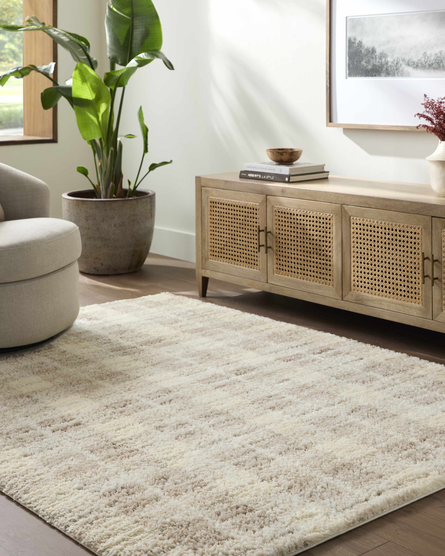 Anfisa Cream Luxe Shag Area Rug - Ornate Home
