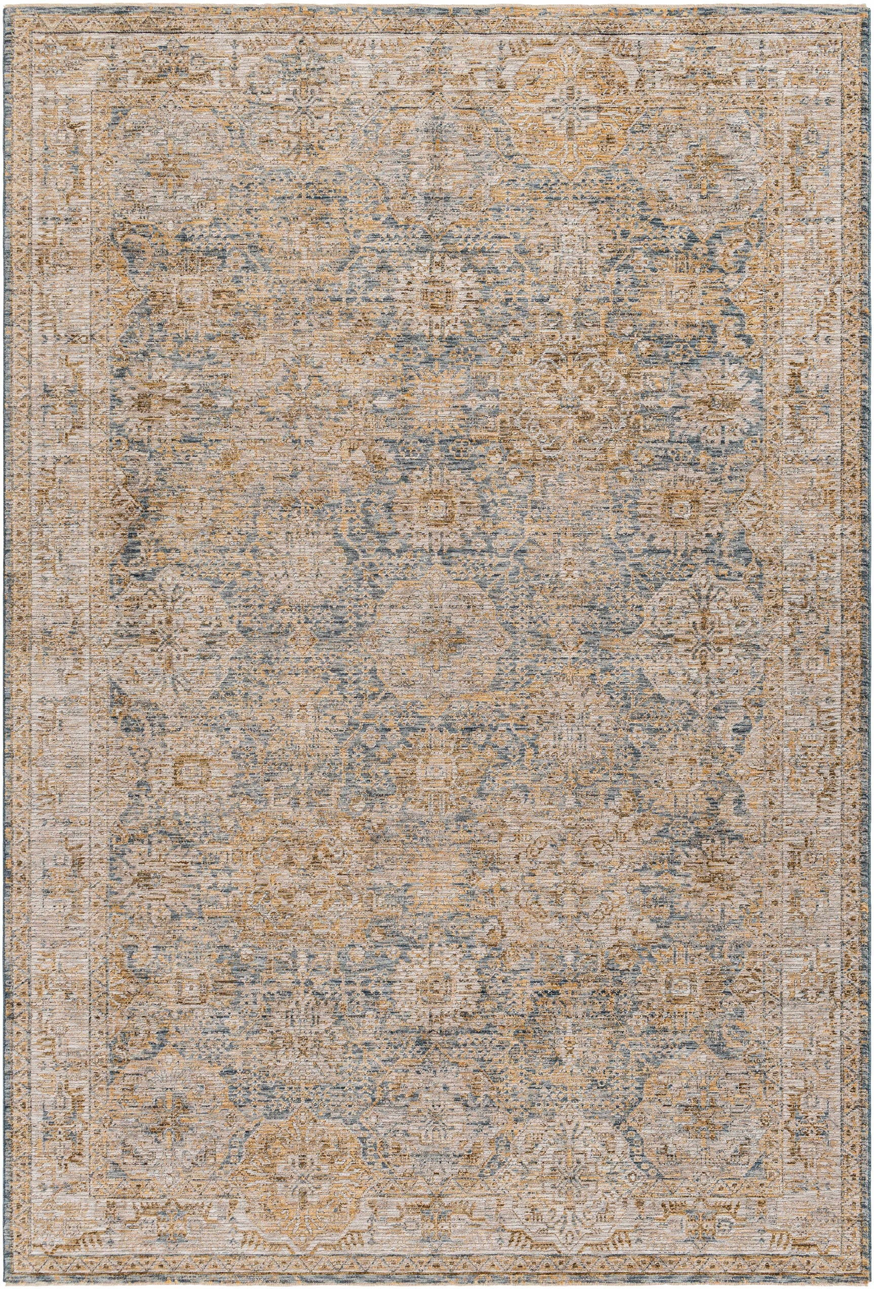 Ange Cream & Blue Rich Textured Rug - Ornate Home