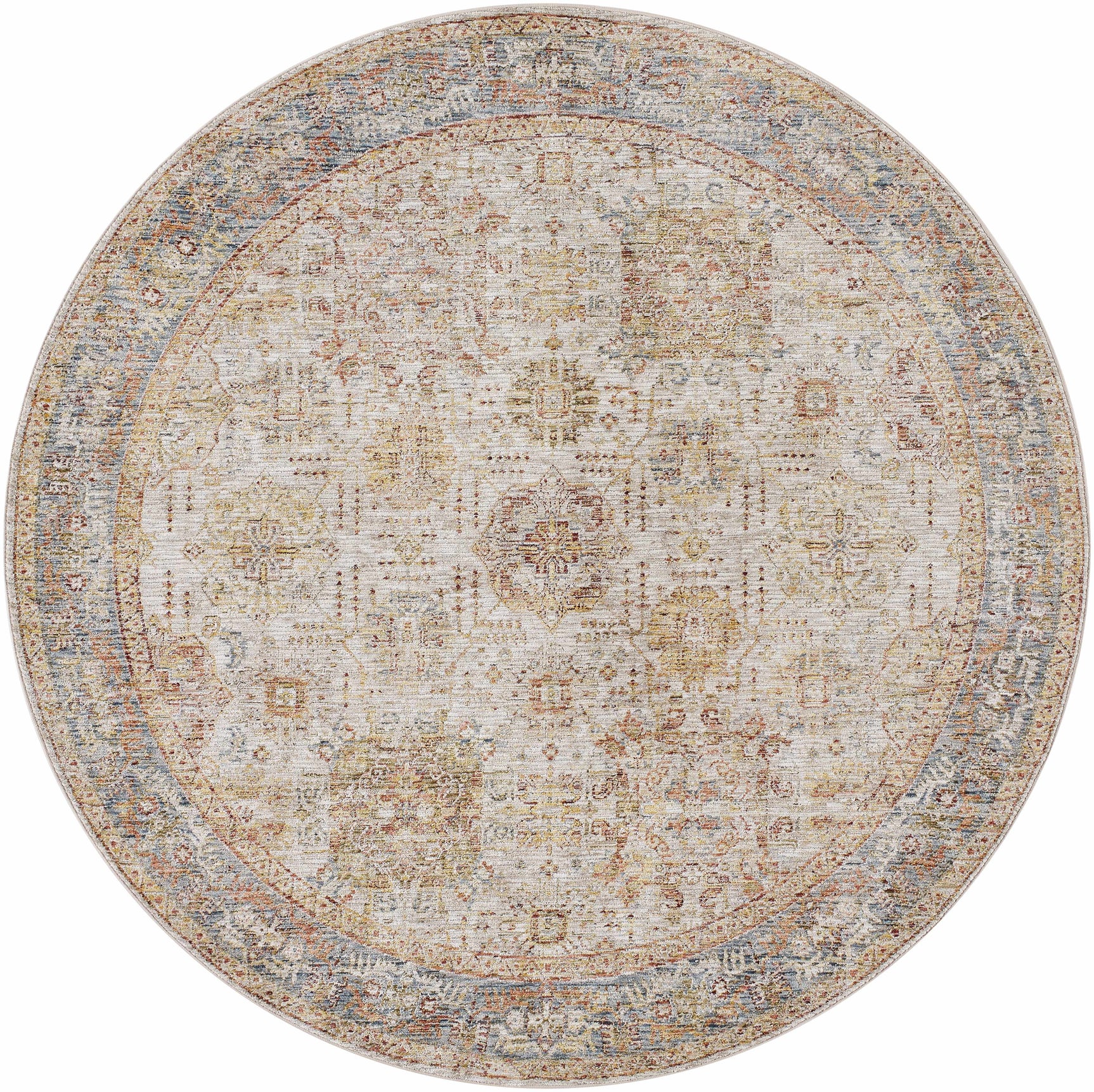 Ange Tan & Blue Rich Textured Traditional Rug - Ornate Home