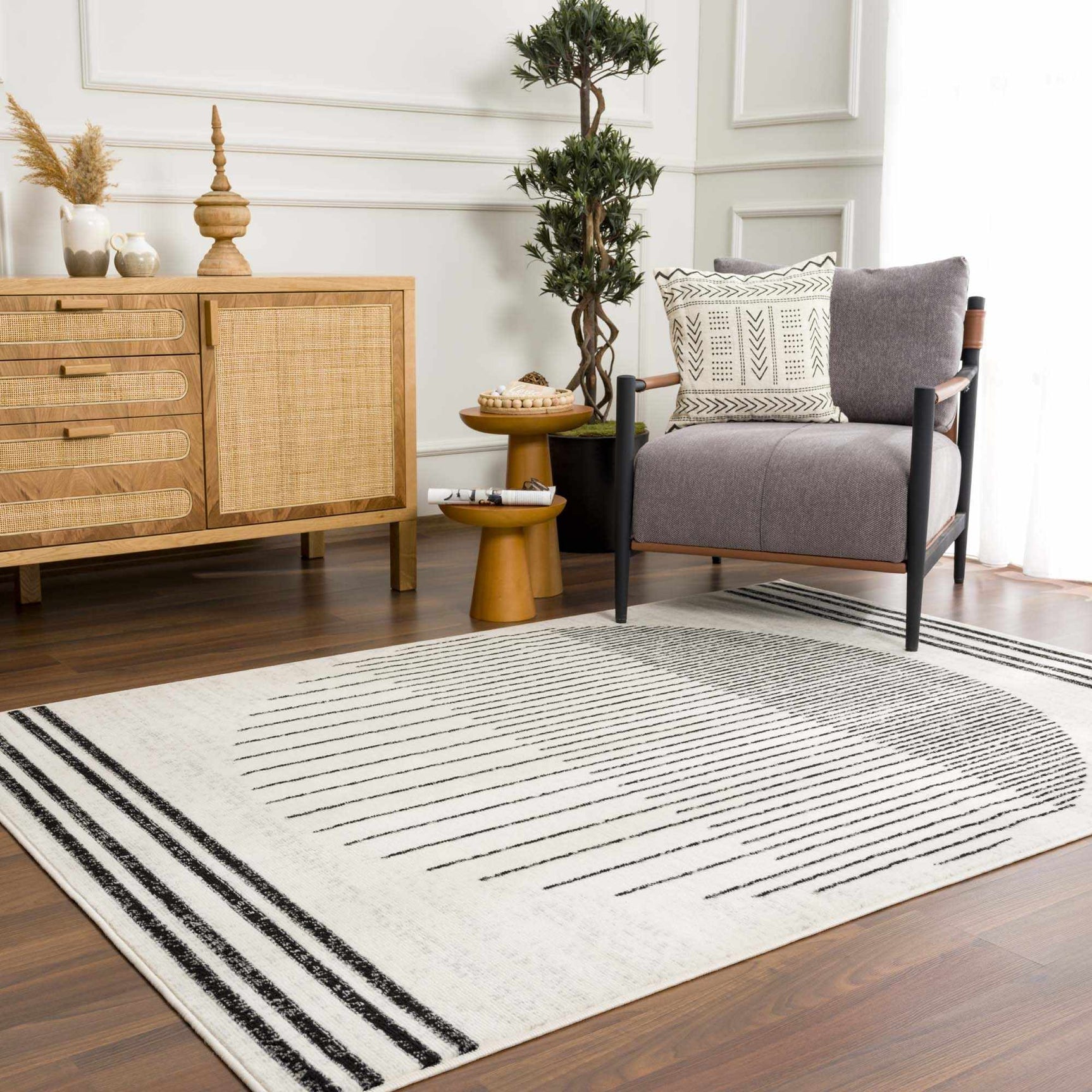 Angus Black&White Geometric Area Rug - Ornate Home