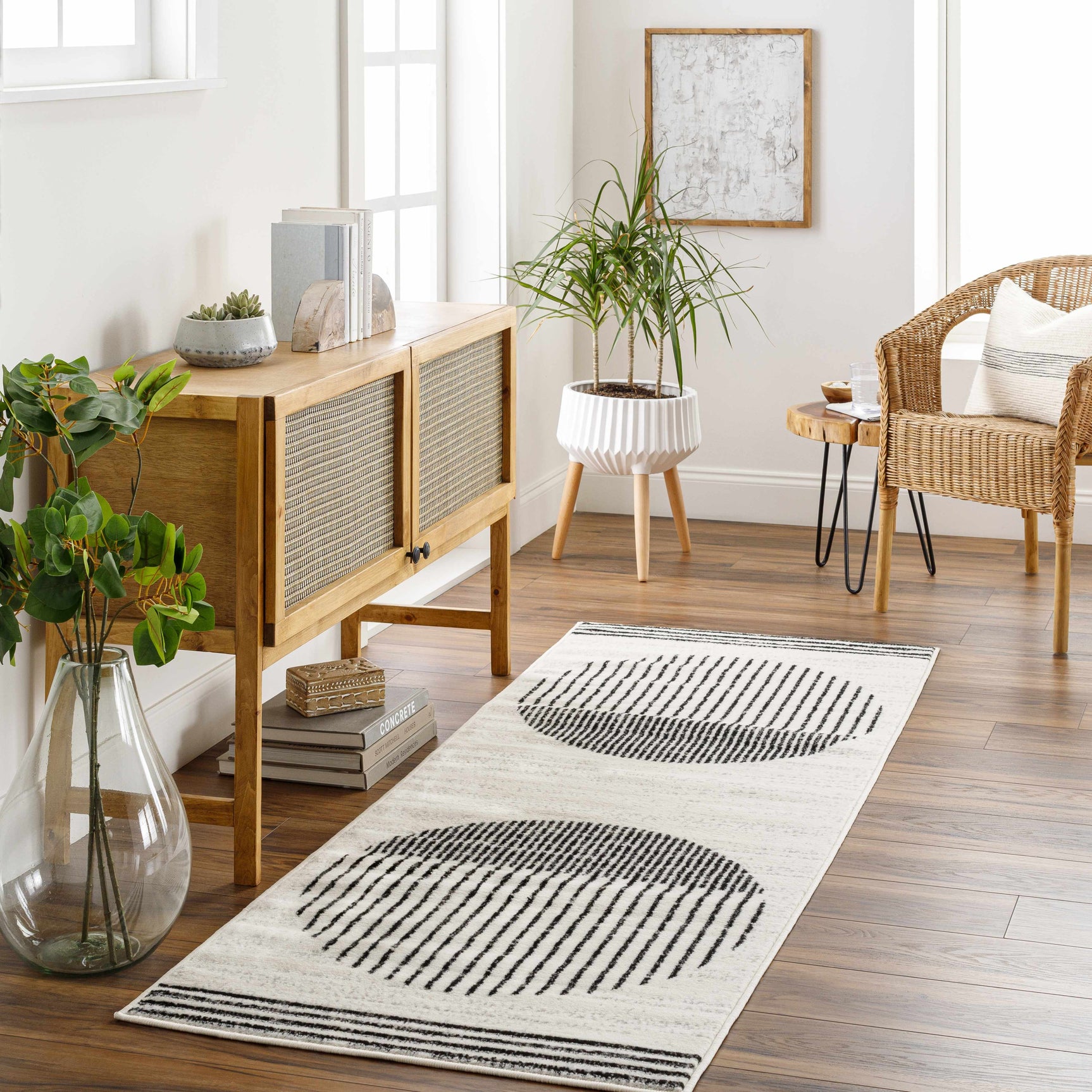 Angus Black&White Geometric Area Rug - Ornate Home