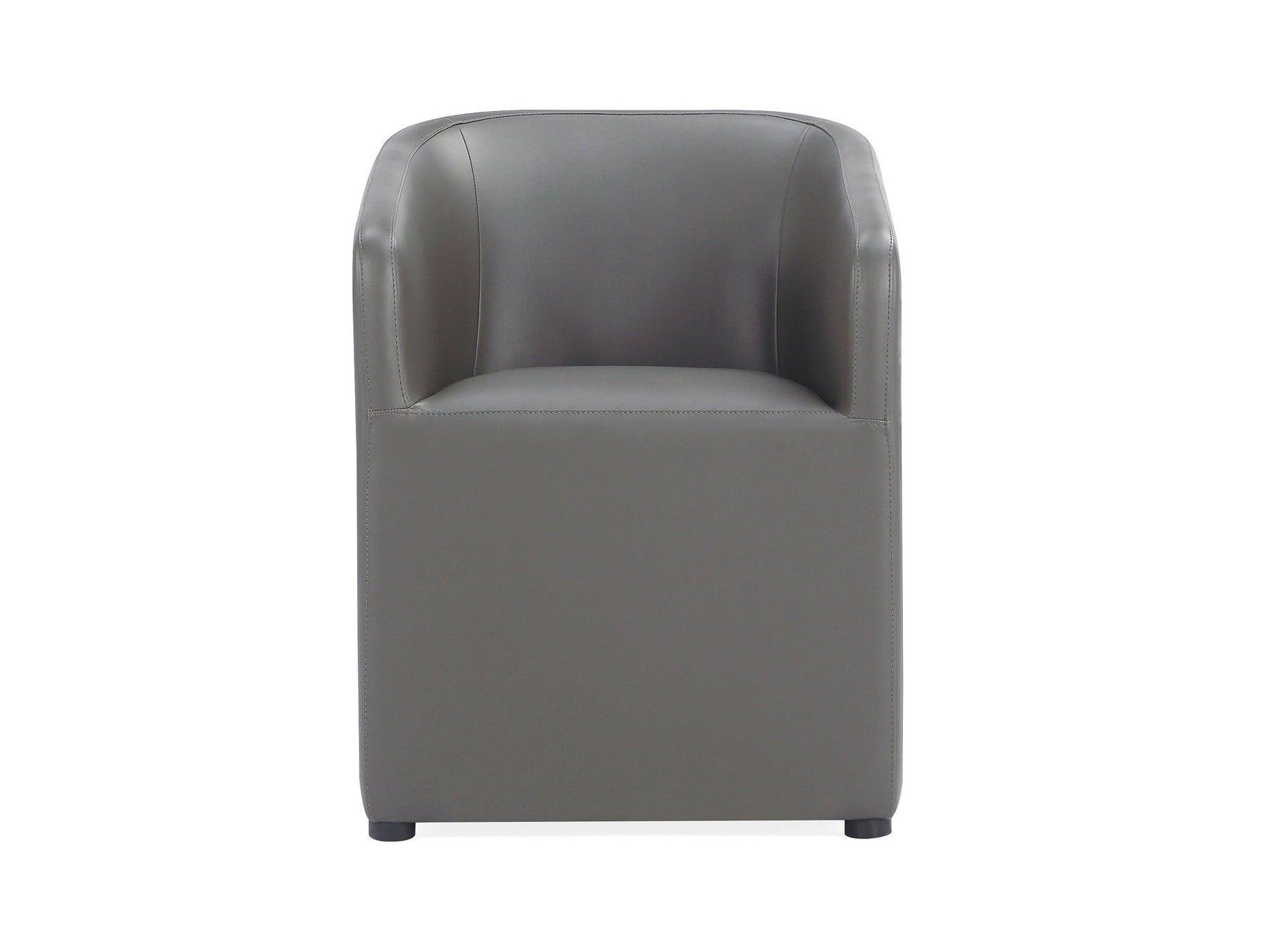 Anna Round Faux Leather Dining Armchair in Pewter - Ornate Home
