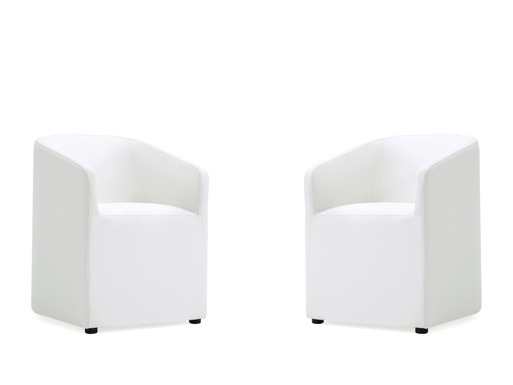 Anna Round Faux Leather Dining Chair in Cream (set of 2) - Ornate Home