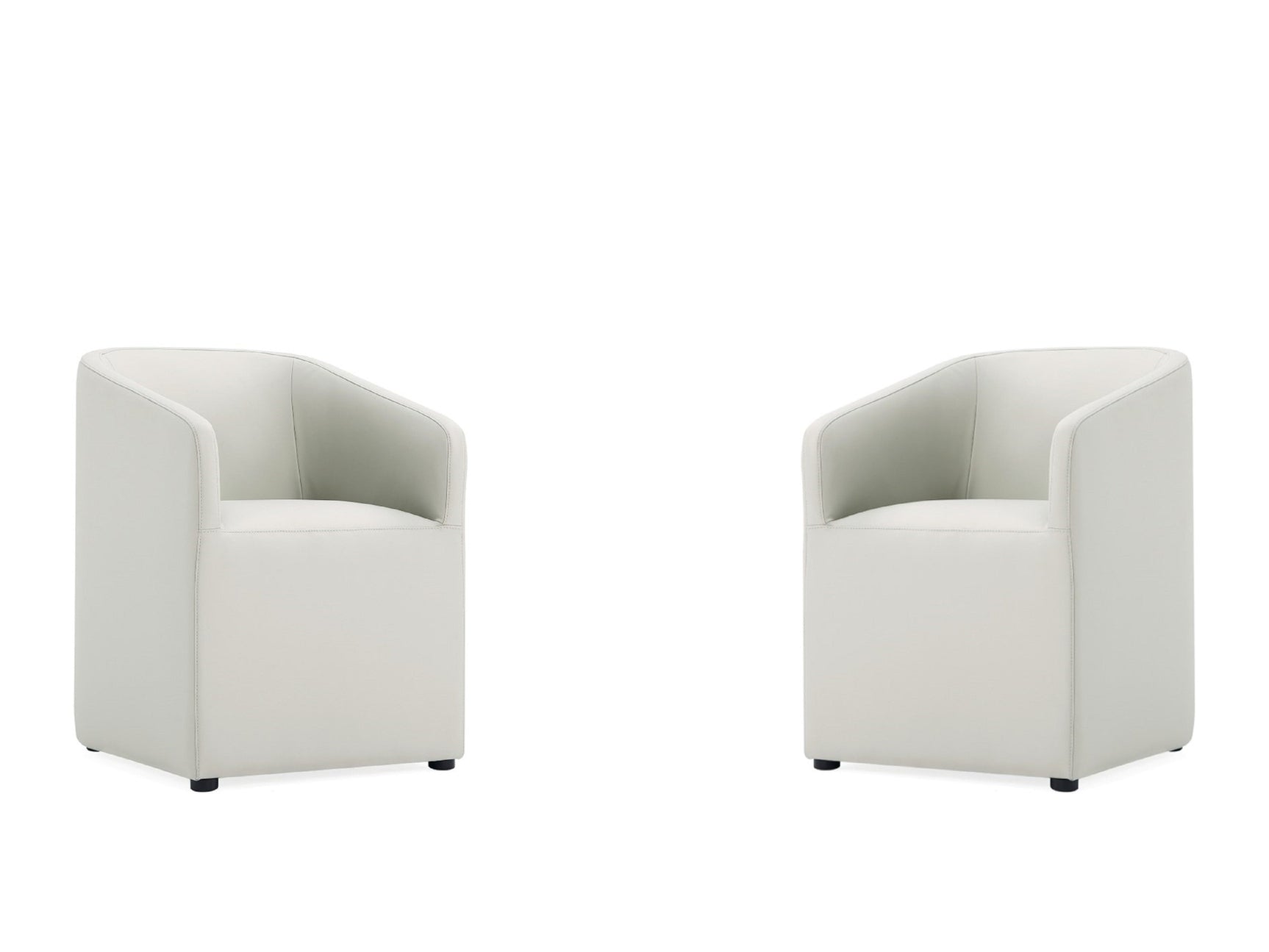 Anna Round Faux Leather Dining Chair in Light Stone Grey (set of 2) - Ornate Home