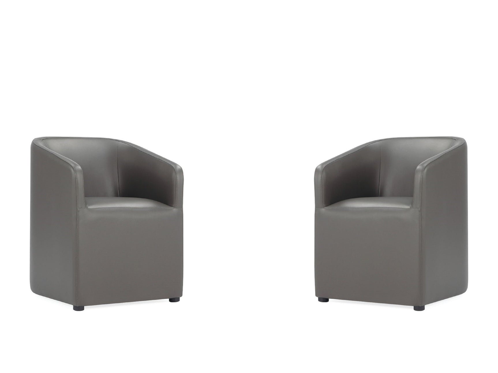 Anna Round Faux Leather Dining Chair in Pewter (set of 2) - Ornate Home