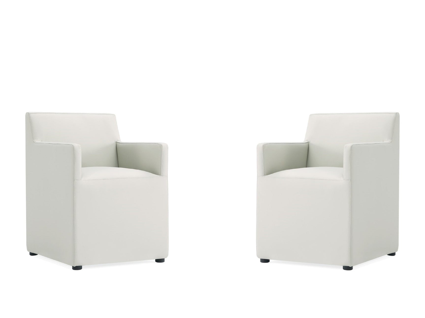 Anna Square Faux Leather Dining Arm Chair in Light Stone Grey (set of 2) - Ornate Home