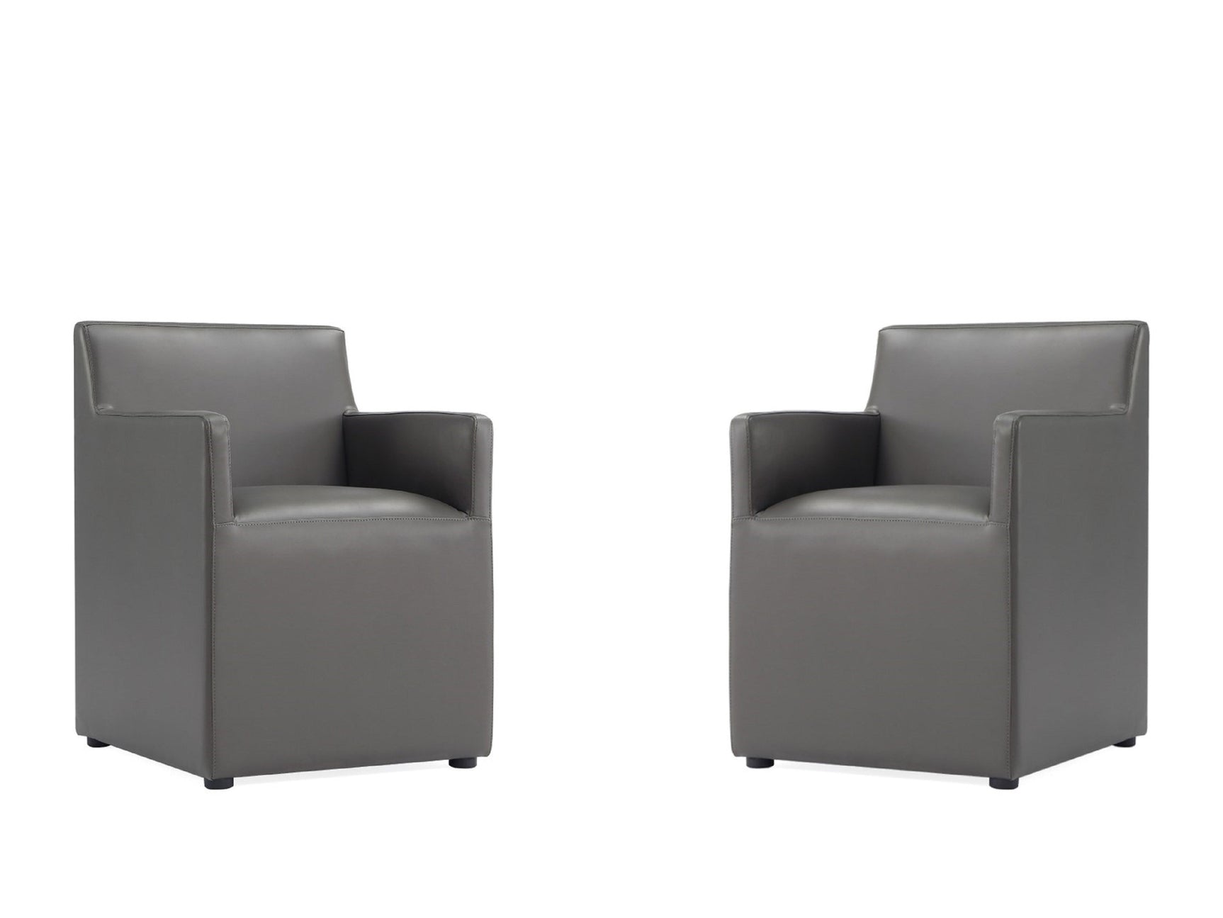 Anna Square Faux Leather Dining Arm Chair in Pewter (set of 2) - Ornate Home