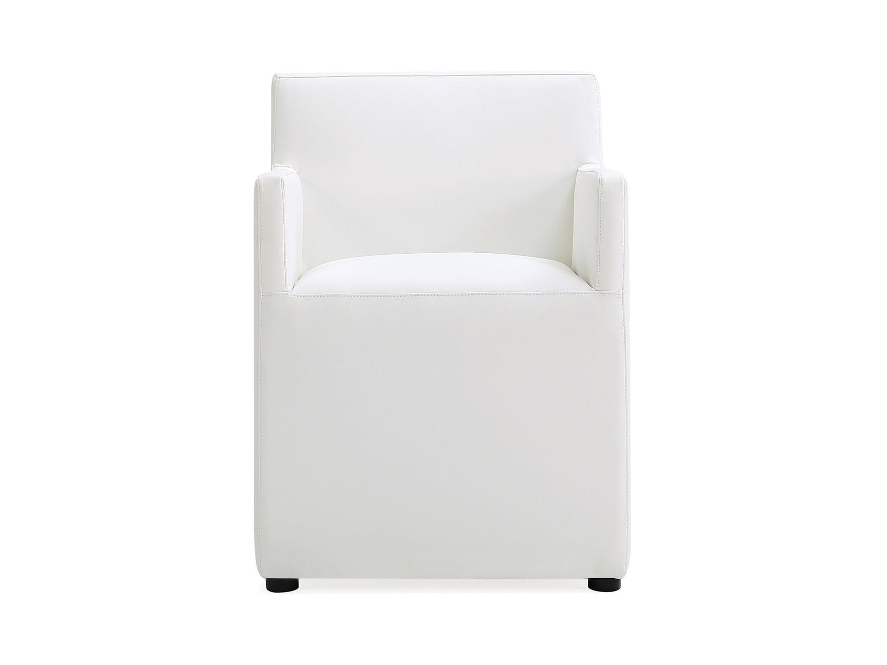 Anna Square Faux Leather Dining Armchair in Cream - Ornate Home