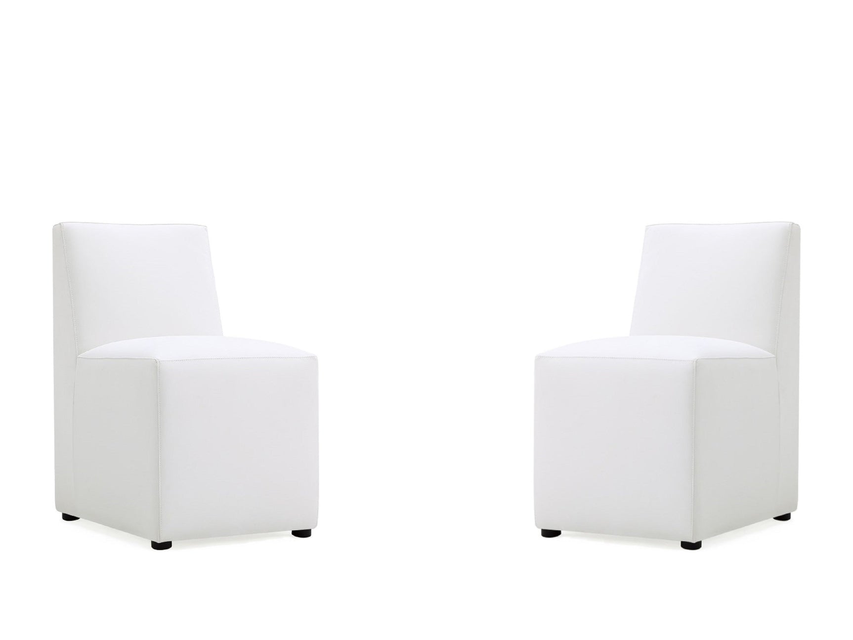 Anna Square Faux Leather Dining Chair in Cream (set of 2) - Ornate Home