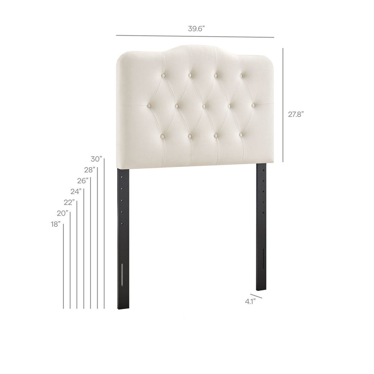 Annabel Alabaster Stain-Resistant Performance Velvet Twin Headboard - Ornate Home