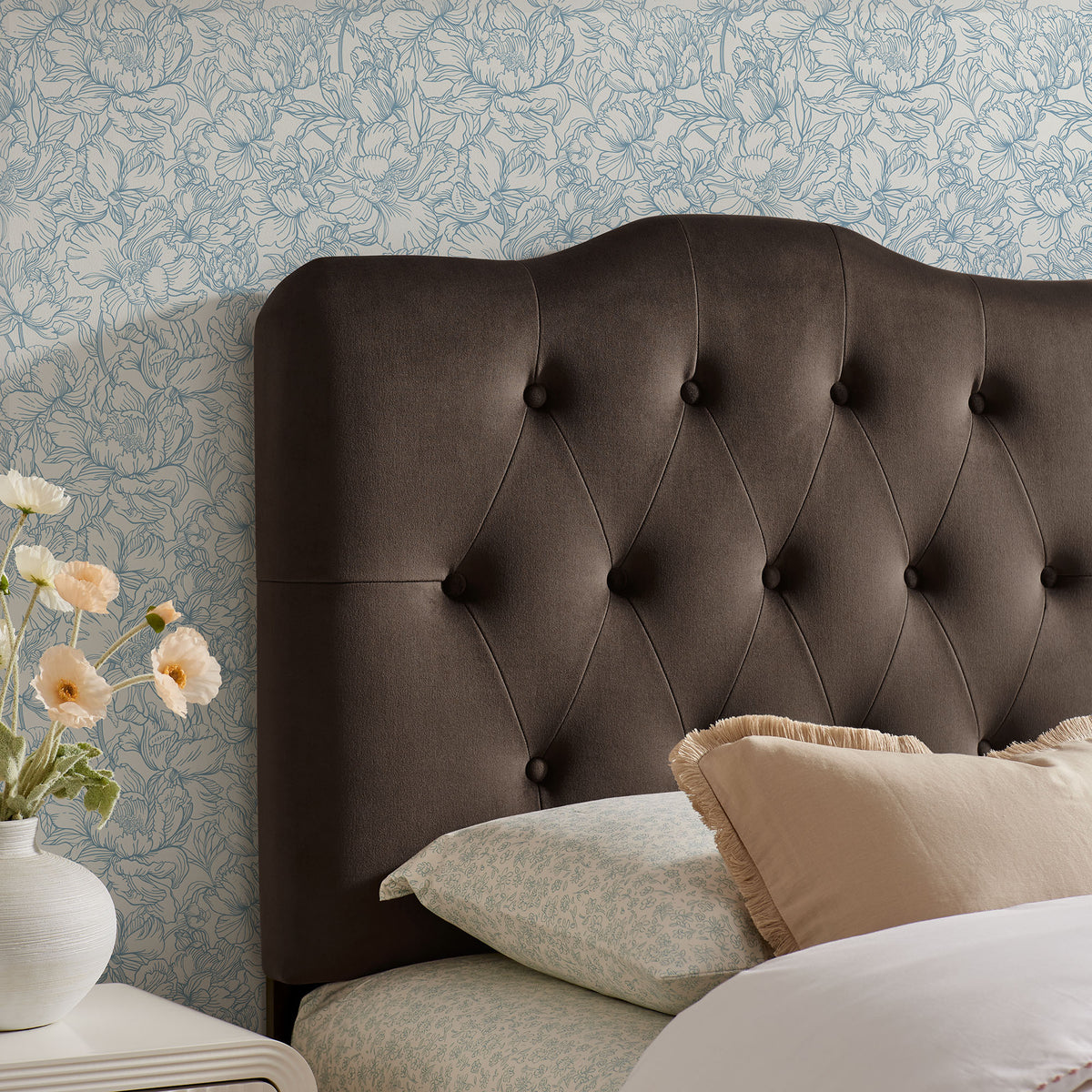 Annabel Chocolate Brown Stain-Resistant Performance Velvet Twin Headboard - Ornate Home