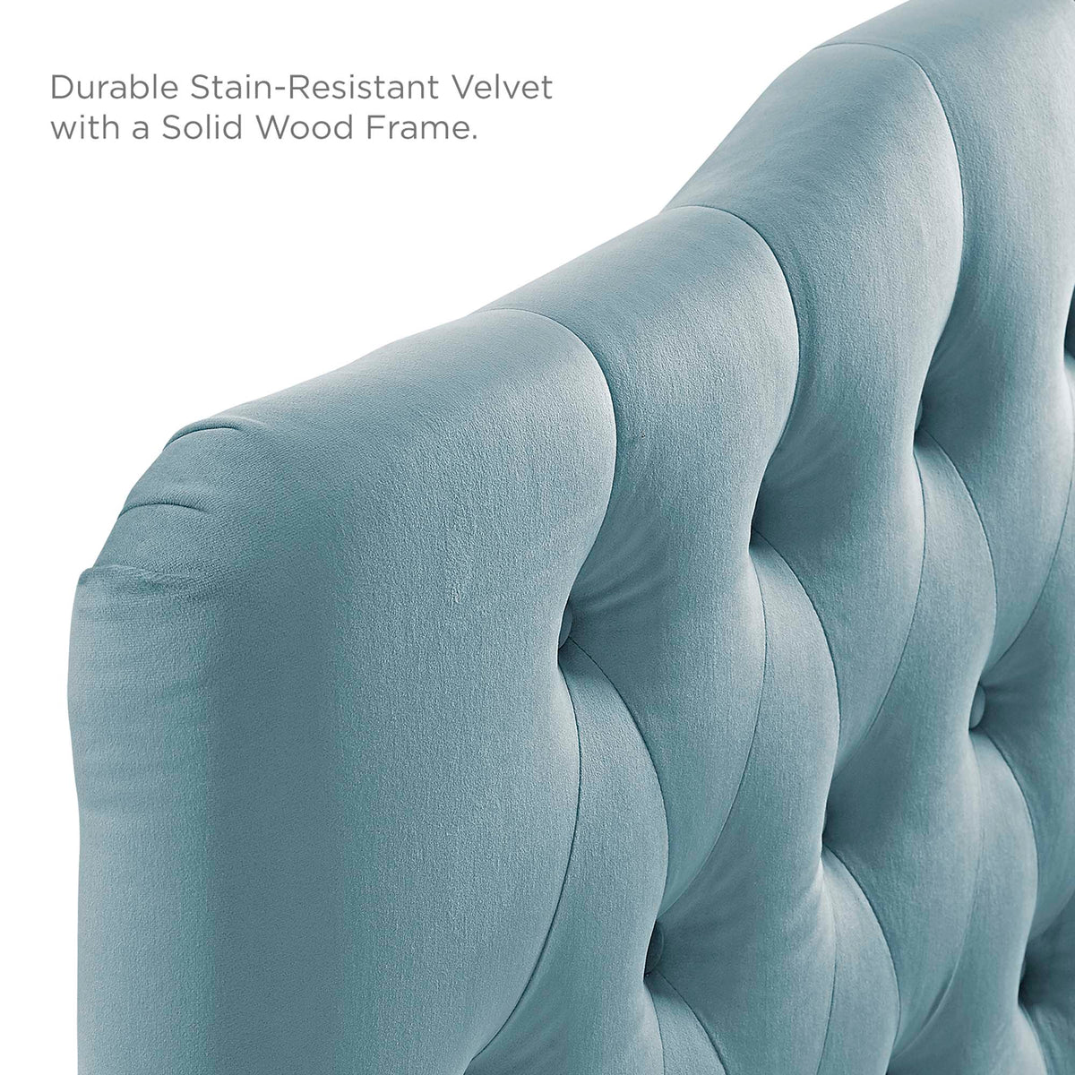 Annabel Light Blue Diamond Tufted Performance Velvet Full Headboard - Ornate Home