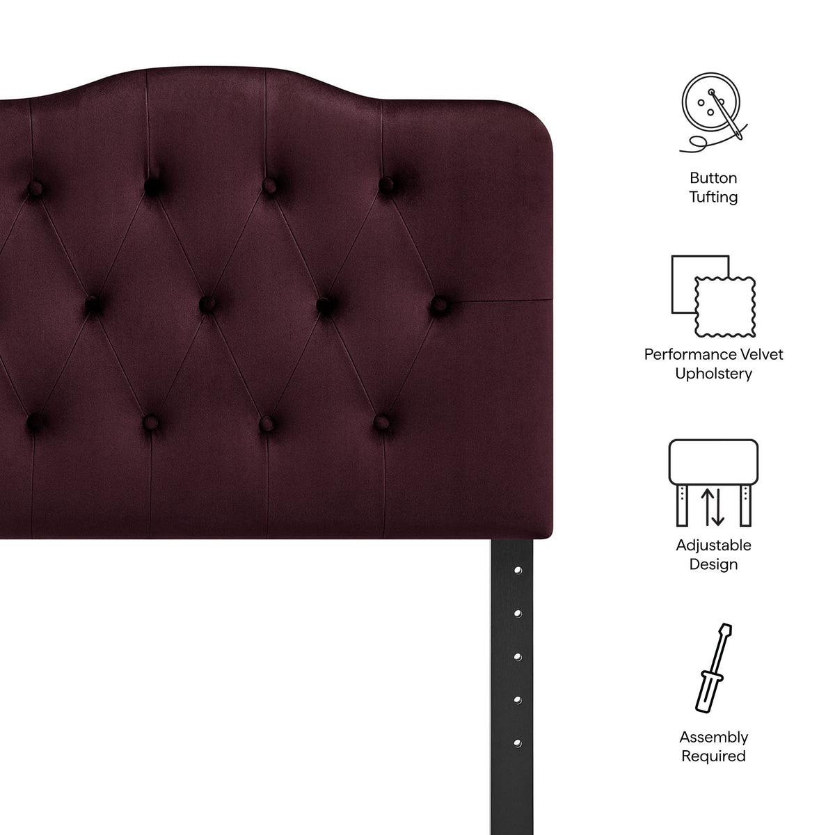 Annabel Mulberry Stain-Resistant Performance Velvet Twin Headboard - Ornate Home