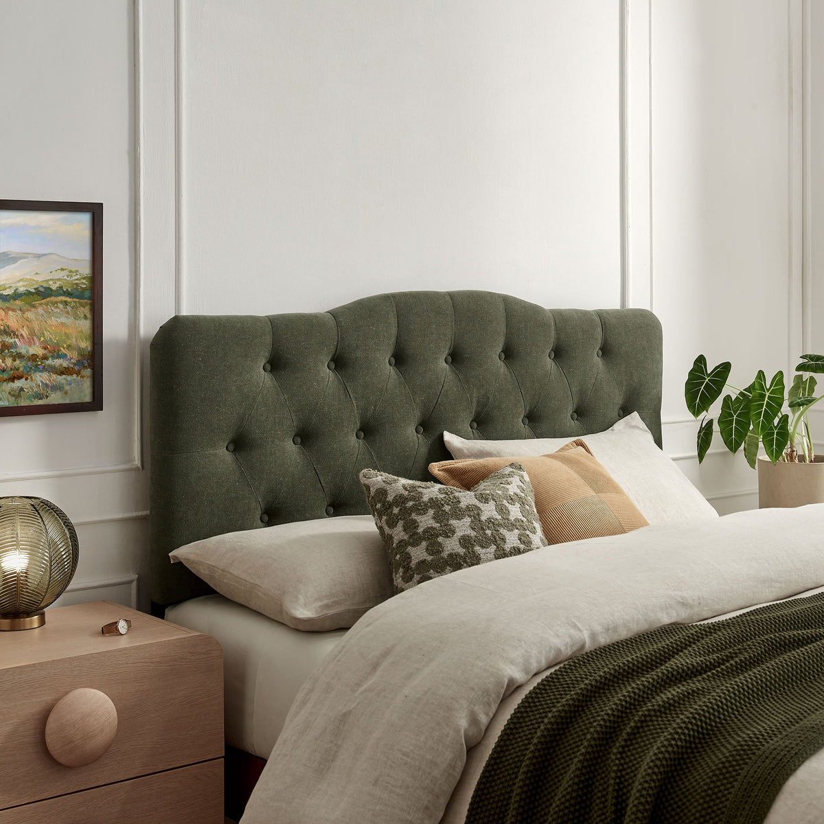 Annabel Sage Premium Linen Blend Queen Headboard - Ornate Home
