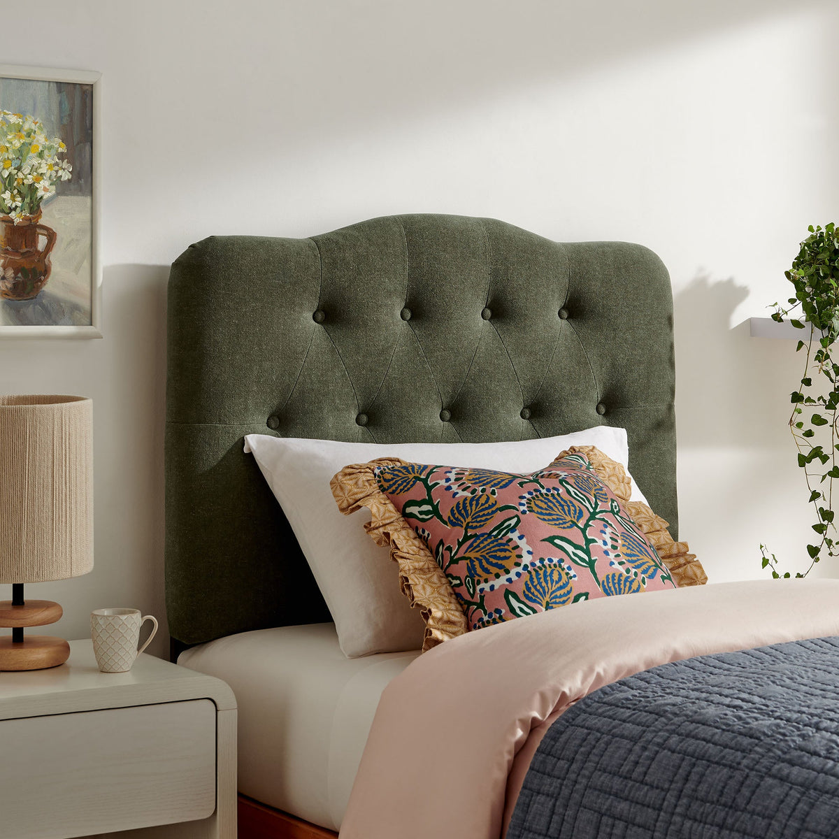 Annabel Sage Premium Linen Blend Twin Headboard - Ornate Home