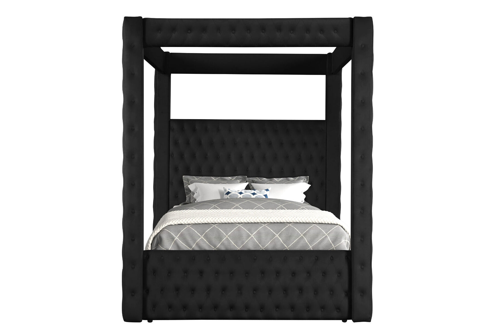 Annabelle Black King Canopy Bed Frame - Ornate Home