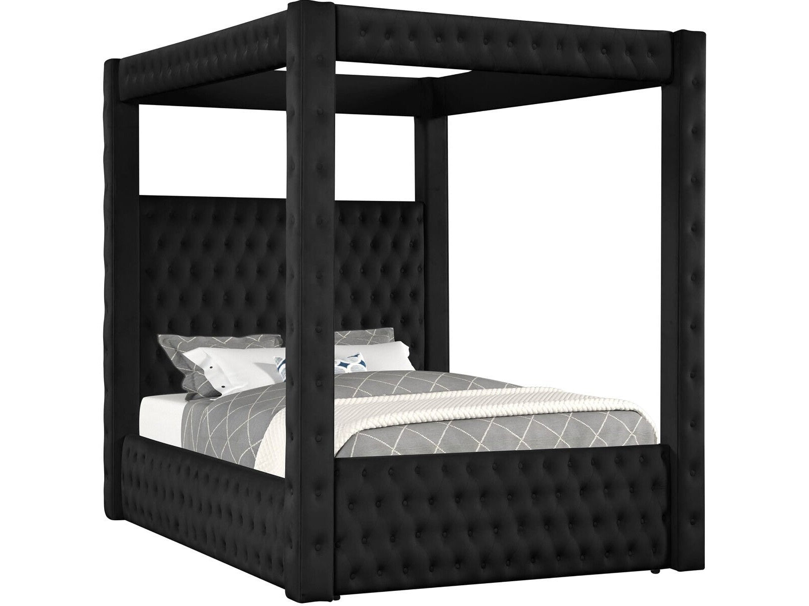 Annabelle Black King Canopy Bed Frame - Ornate Home