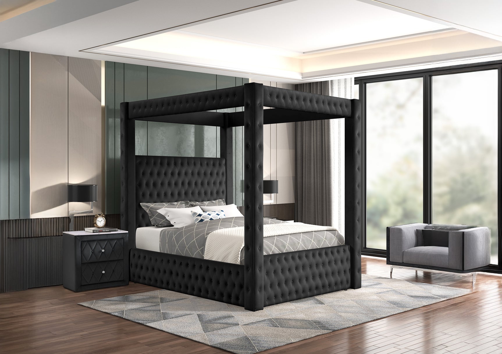 Annabelle Black Nightstand - Ornate Home