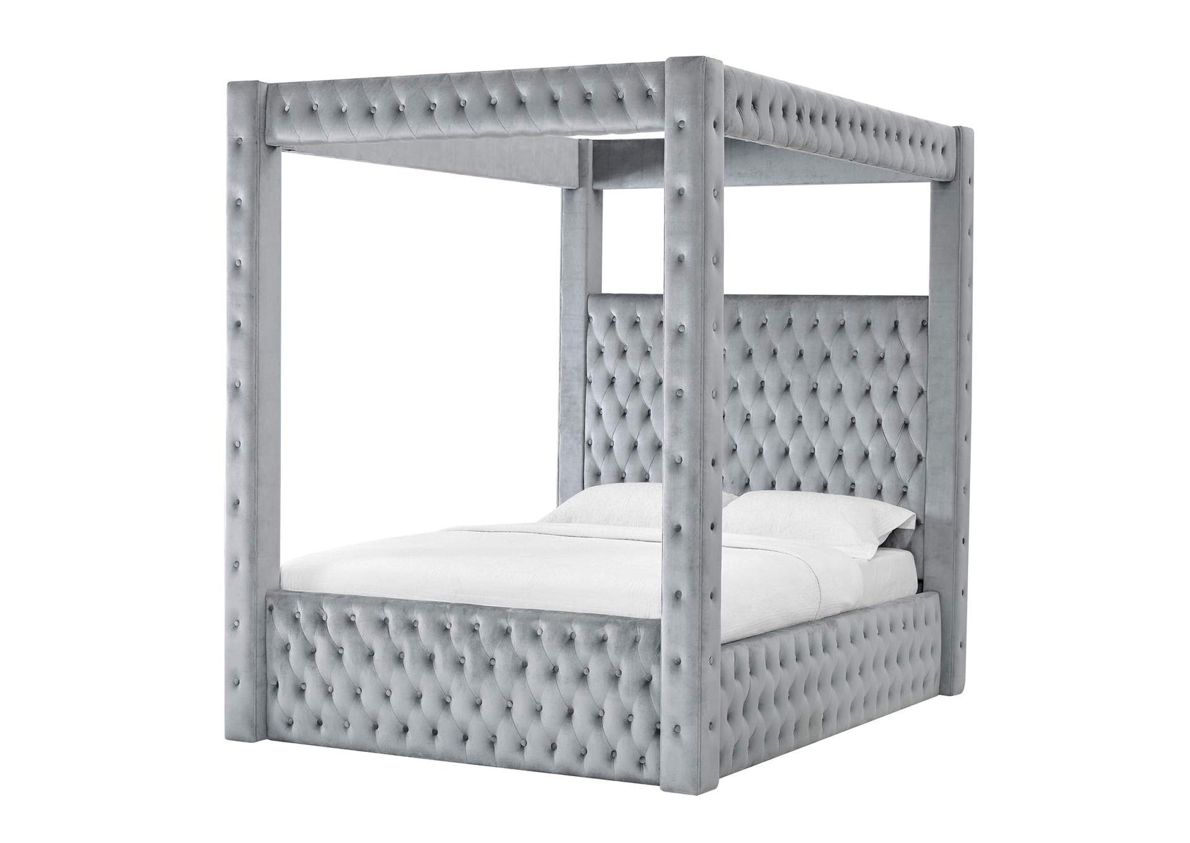 Annabelle Gray King Canopy Bed Frame - Ornate Home