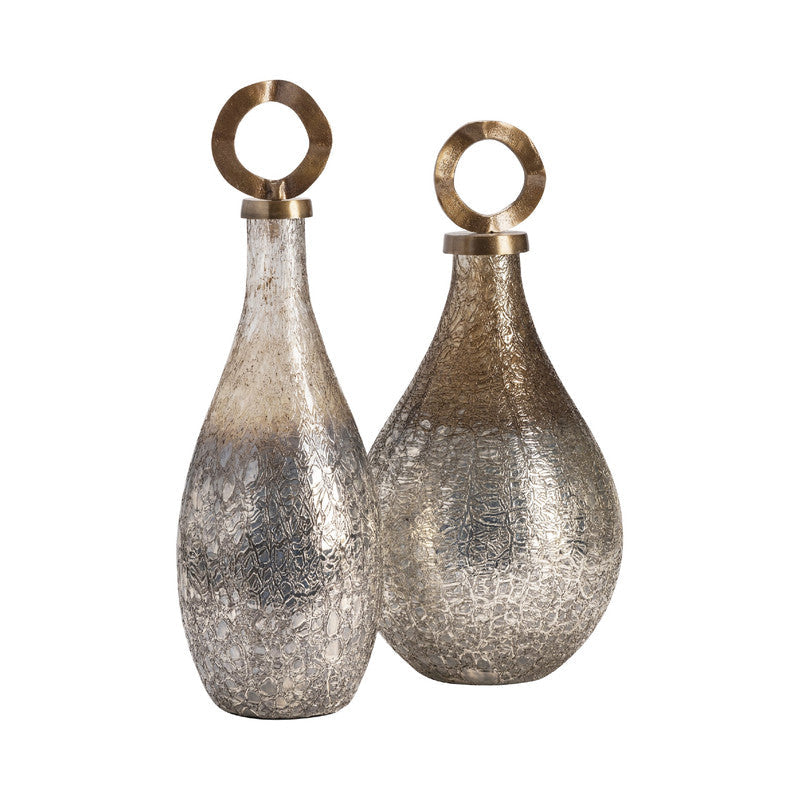 Annalisa Silver Covered Vases (Set of 2) - Ornate Home