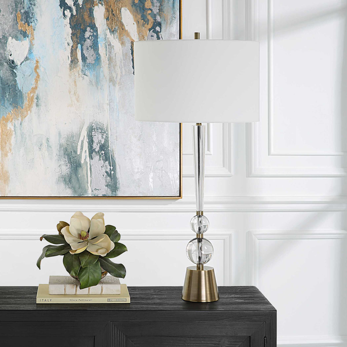 Annily Brass Crystal Table Lamp - Ornate Home