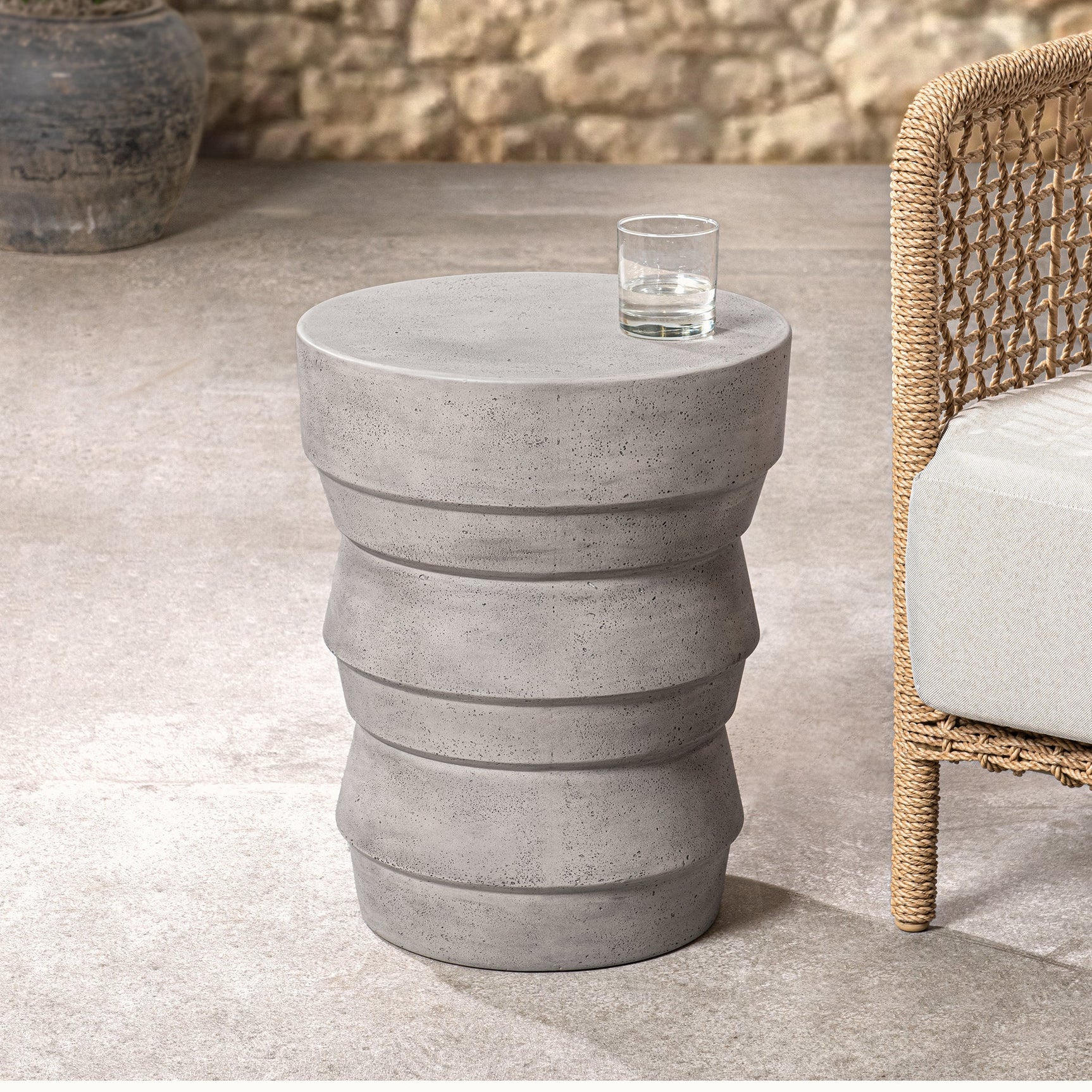 Anora Light Gray Outdoor Accent Table - Ornate Home