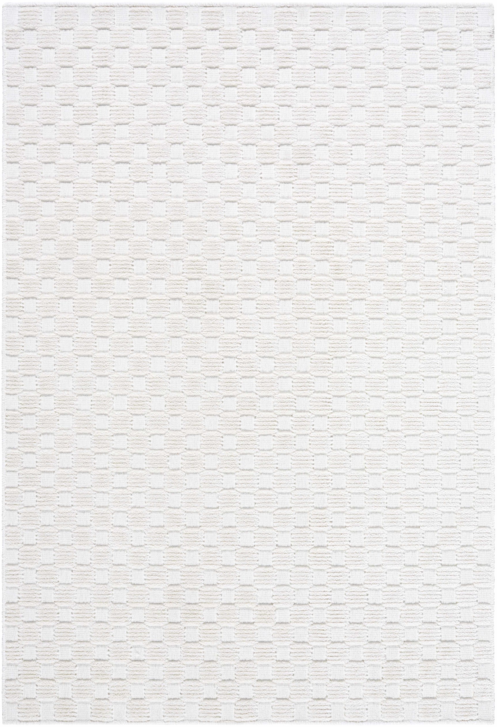 Anthea Off-White 3D Checkered Washable Rug - Ornate Home