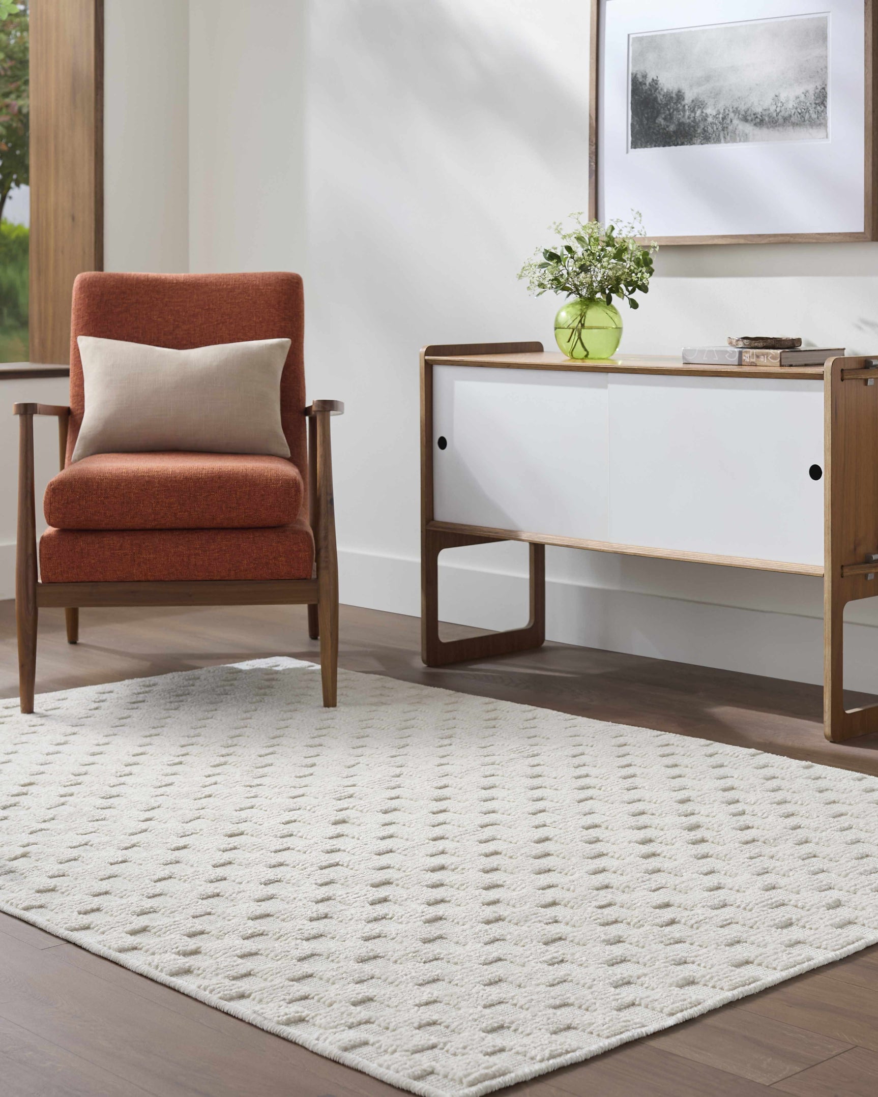 Anthea Off-White 3D Checkered Washable Rug - Ornate Home