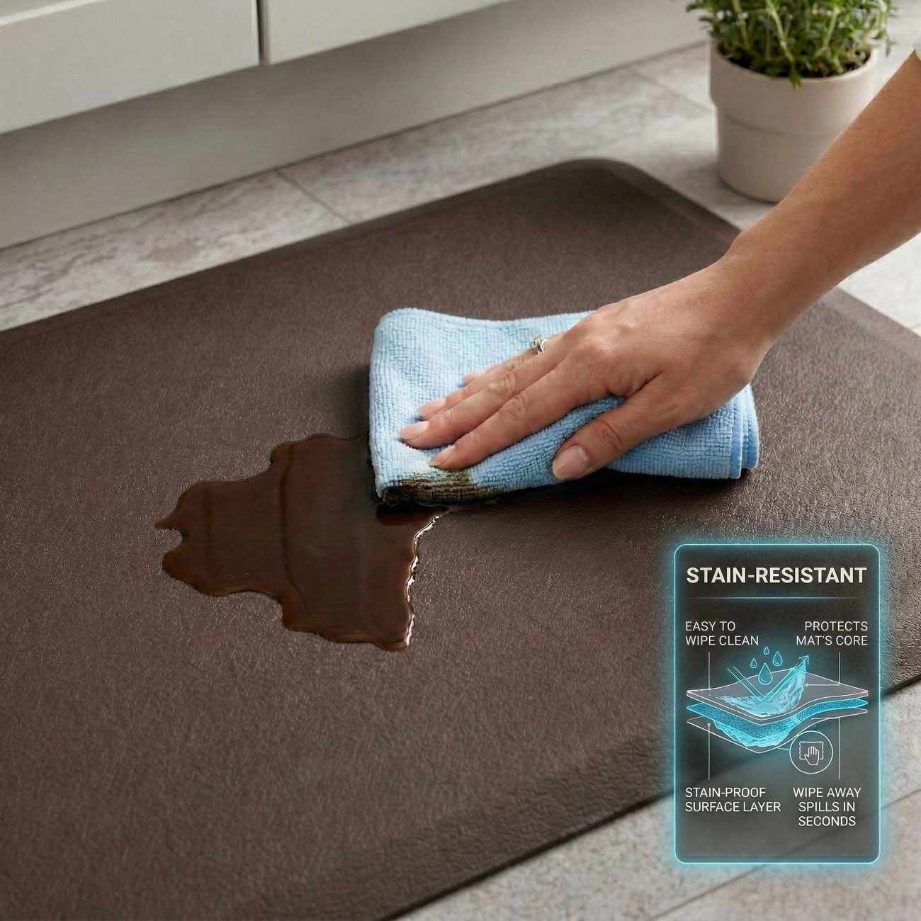 Anti-Fatigue Kitchen Mat, Brown - Clearance - Ornate Home