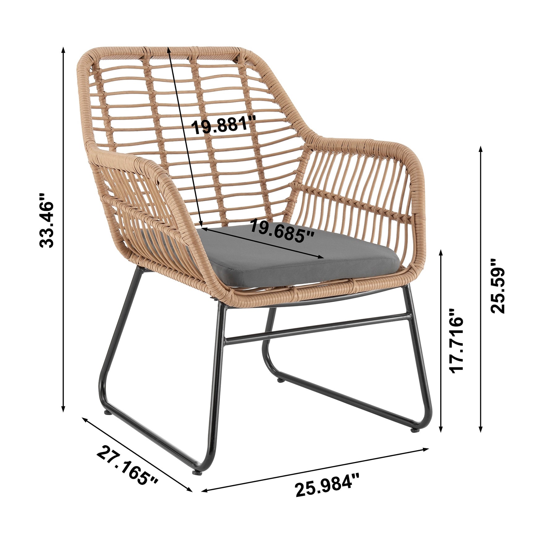 Antibes 2.0 Patio 4-Person Conversation Set with Coffee Table with Grey Cushions - Ornate Home