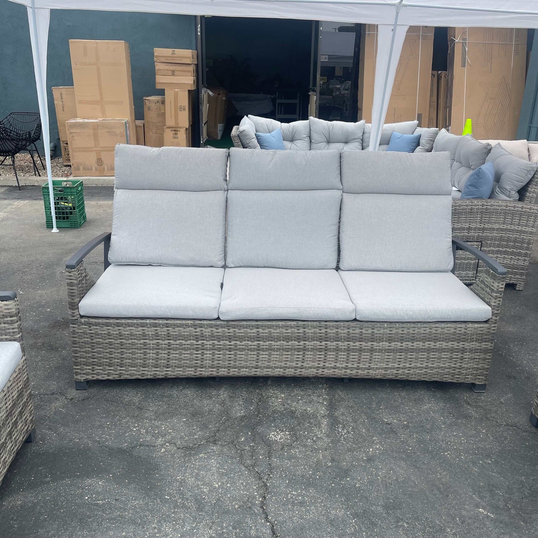 Antigua Gun Metal & Brown/Gray Outdoor Sofa - Ornate Home