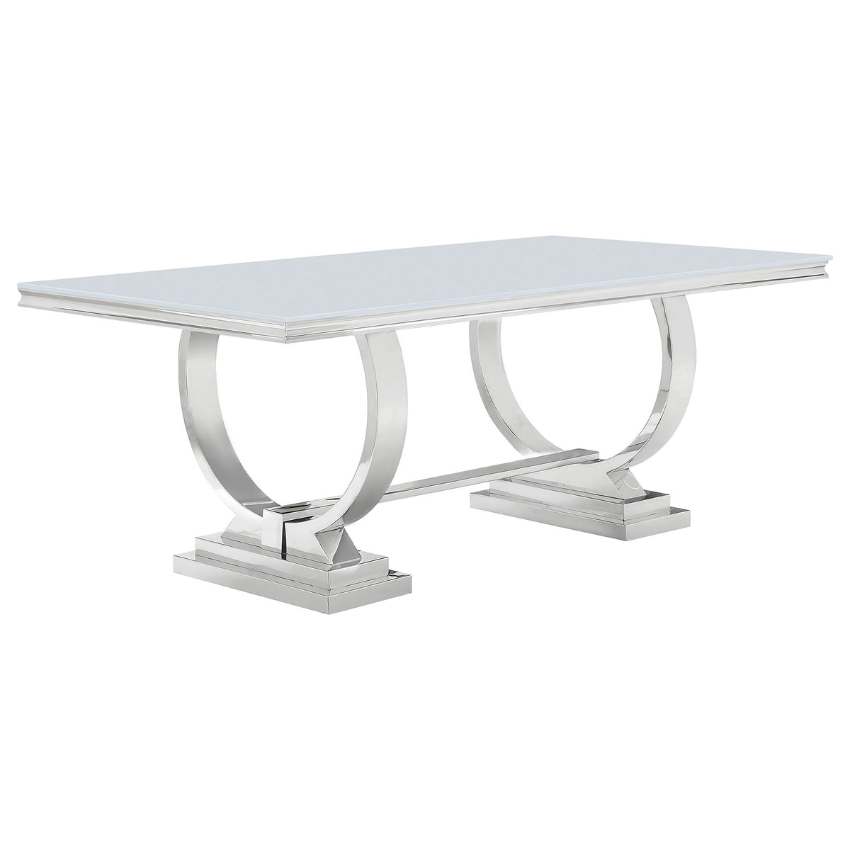 Antoine White 7-Piece Rectangular Glass Top Dining Table Set - Ornate Home