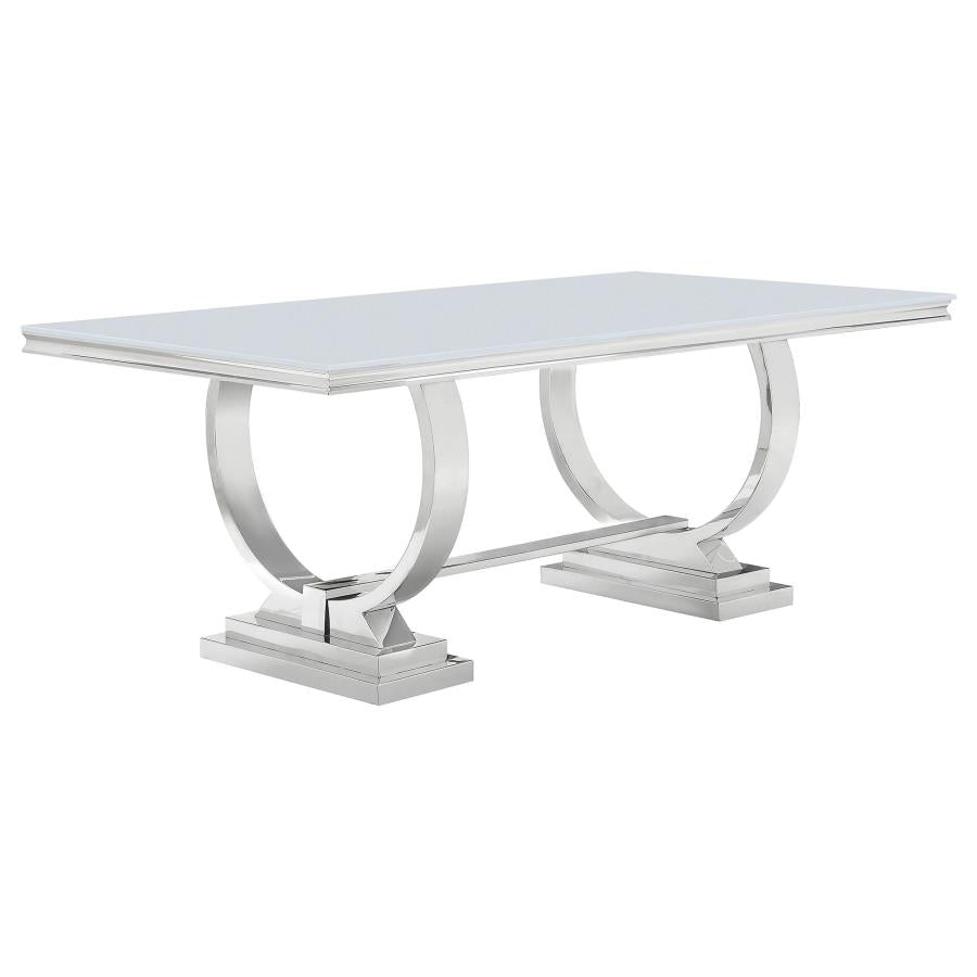 Antoine White & Chrome Dining Table - Ornate Home