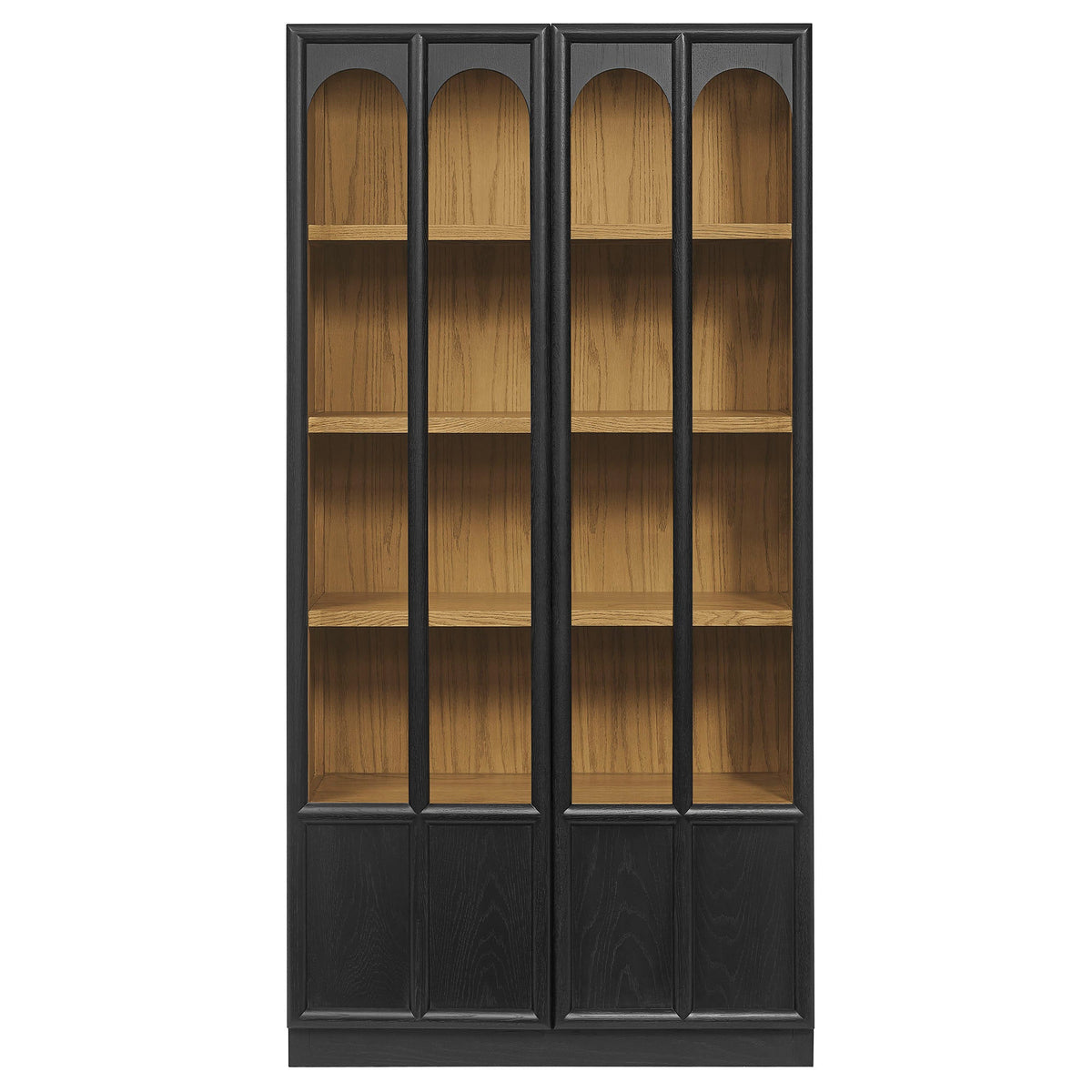 Anwen Black/Oak Solid Wood and Glass Display Cabinet - Ornate Home