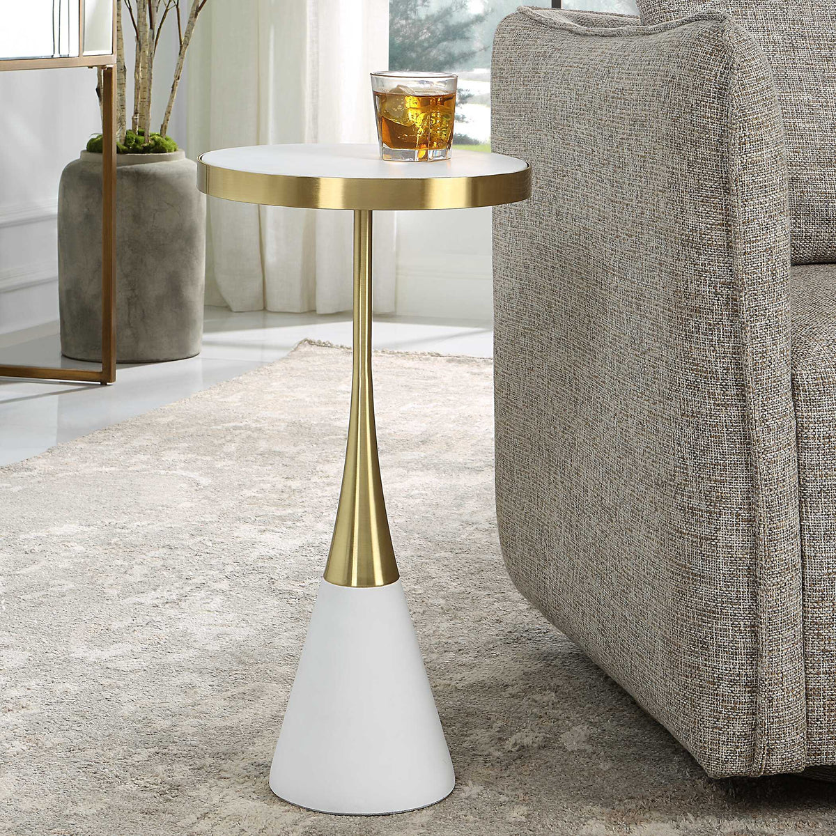 Apex White Concrete Accent Table - Ornate Home